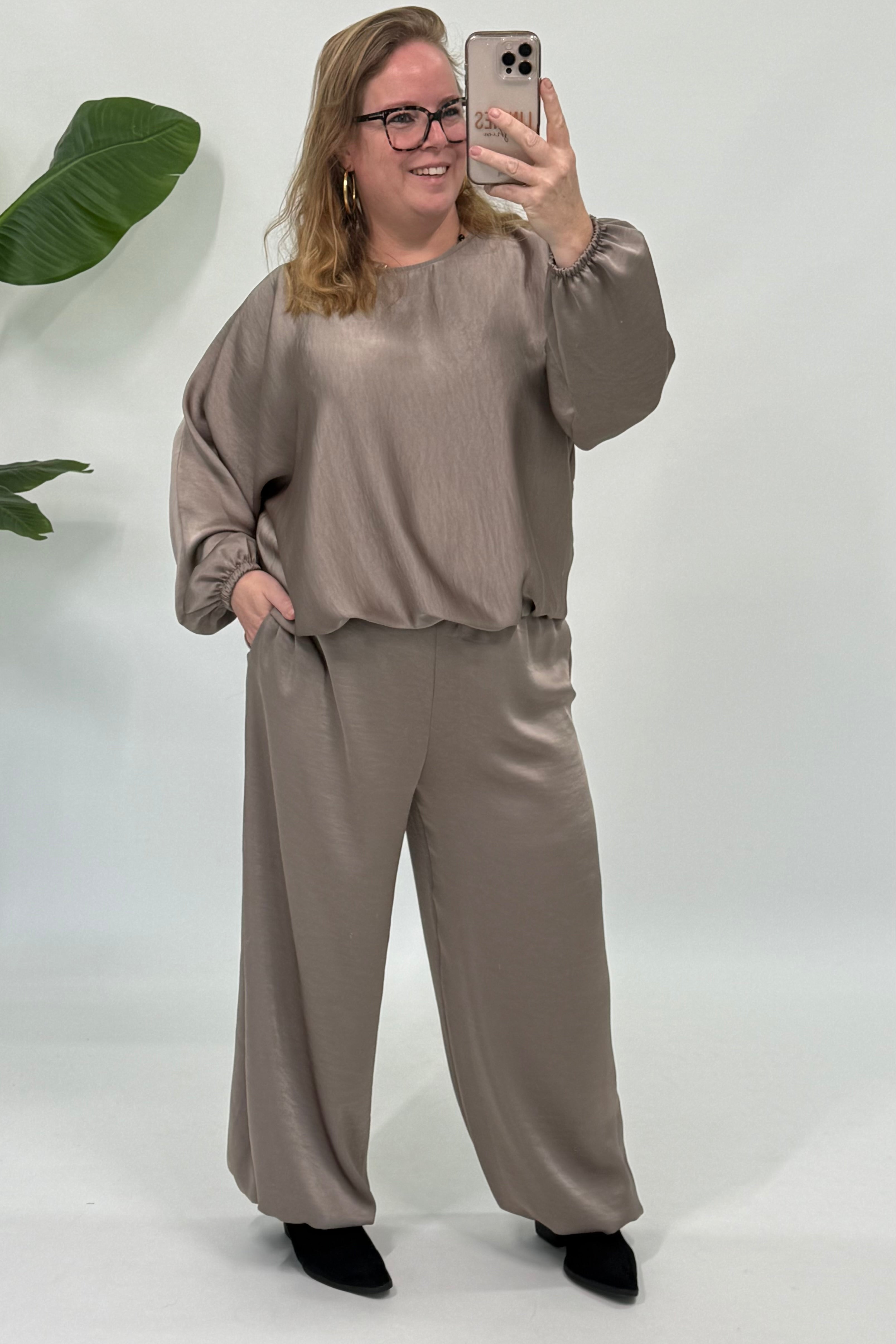 SILK LOOK TOP TAUPE