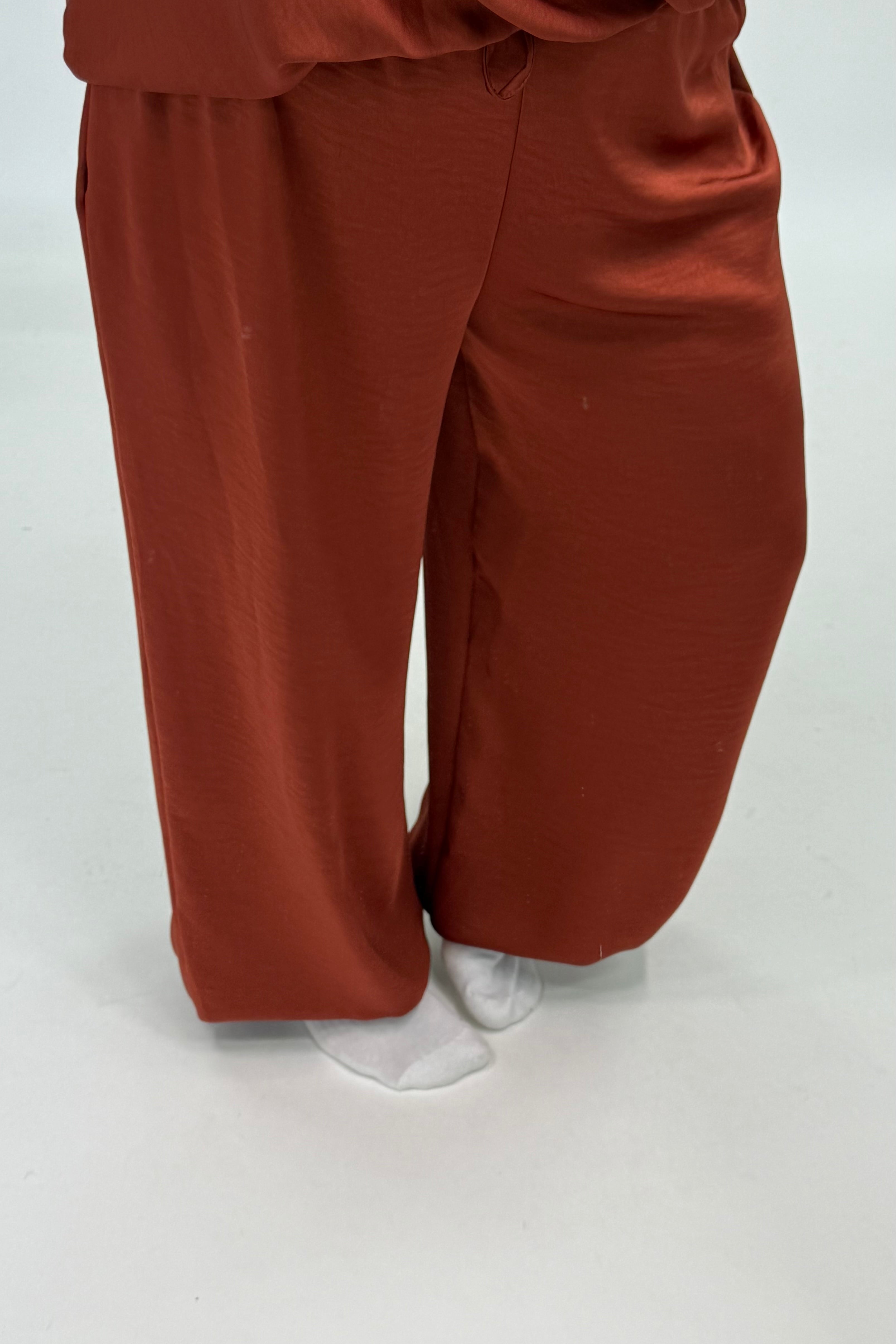 SILK LOOK BROEK BRICK