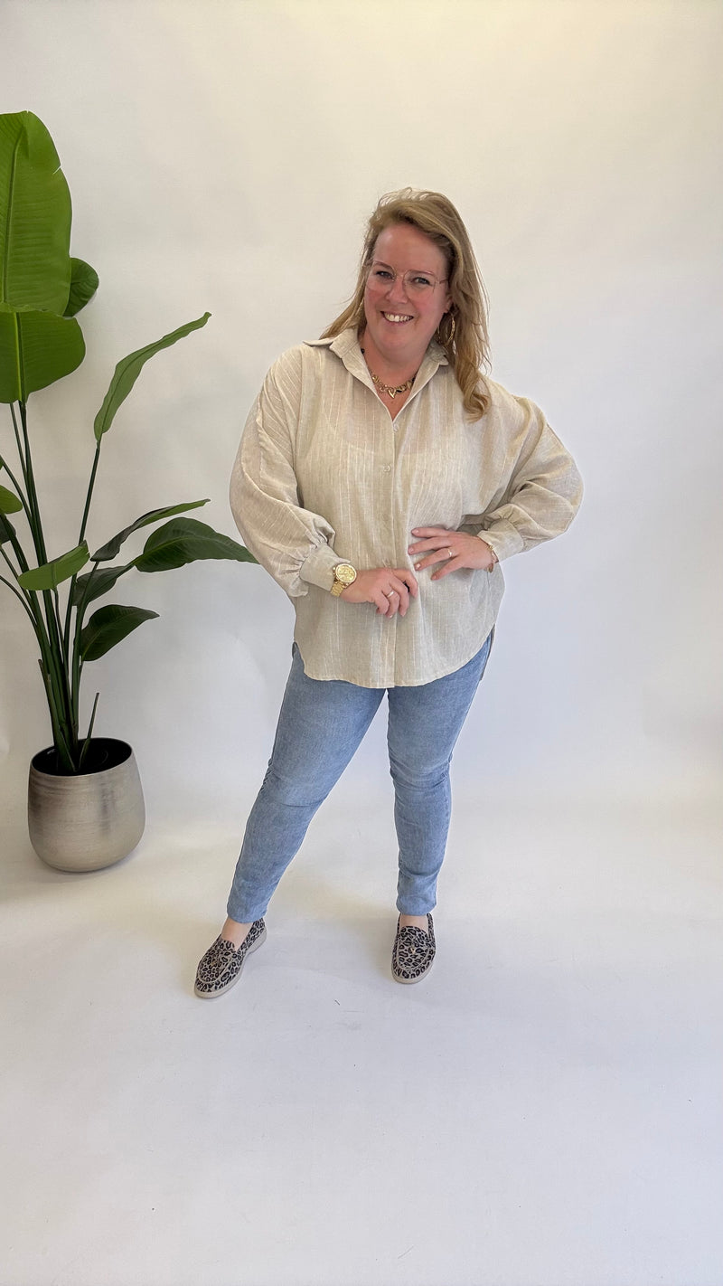 KRIJT STREEP BLOUSE - 1444