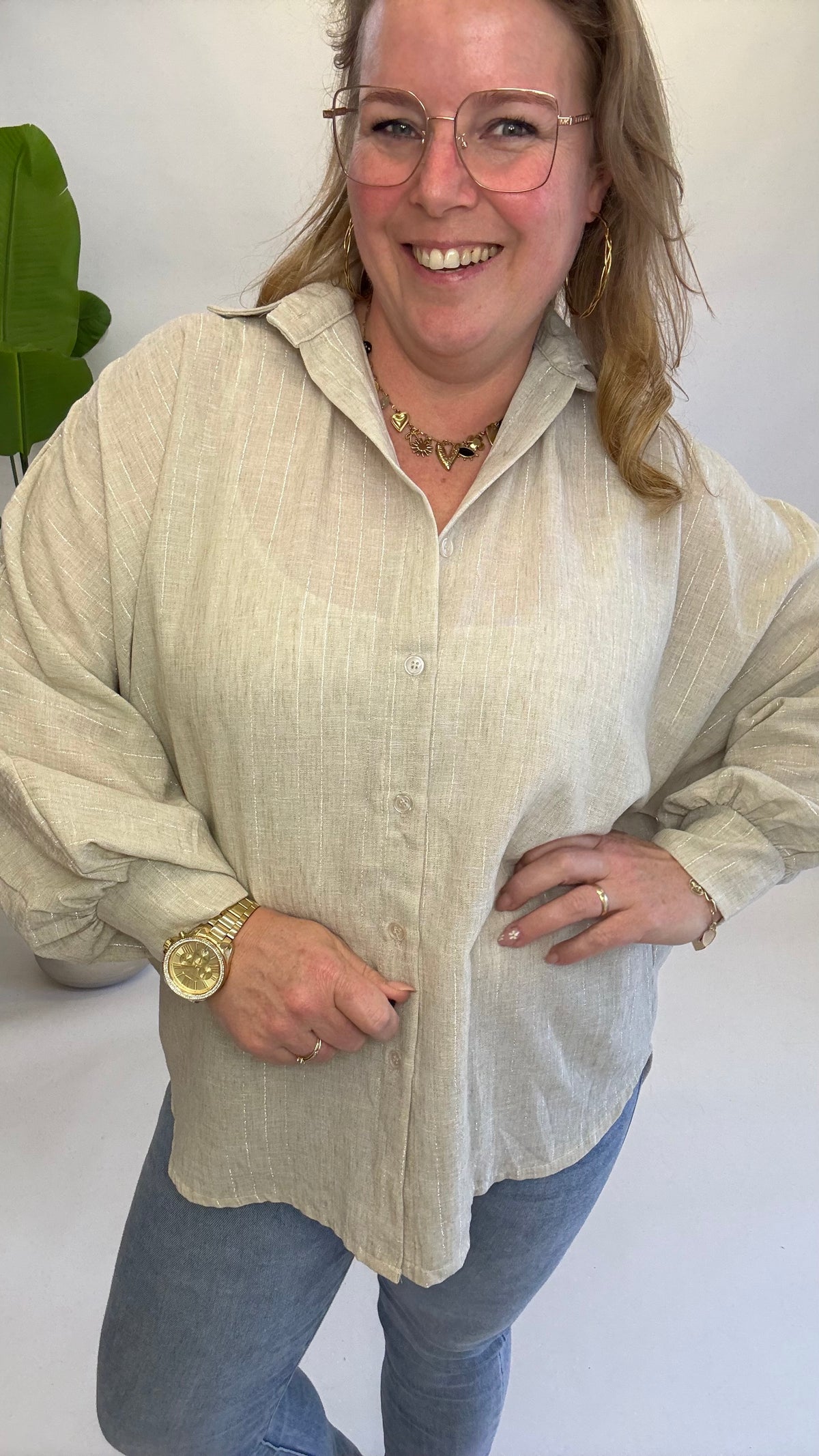 KRIJT STREEP BLOUSE - 1444
