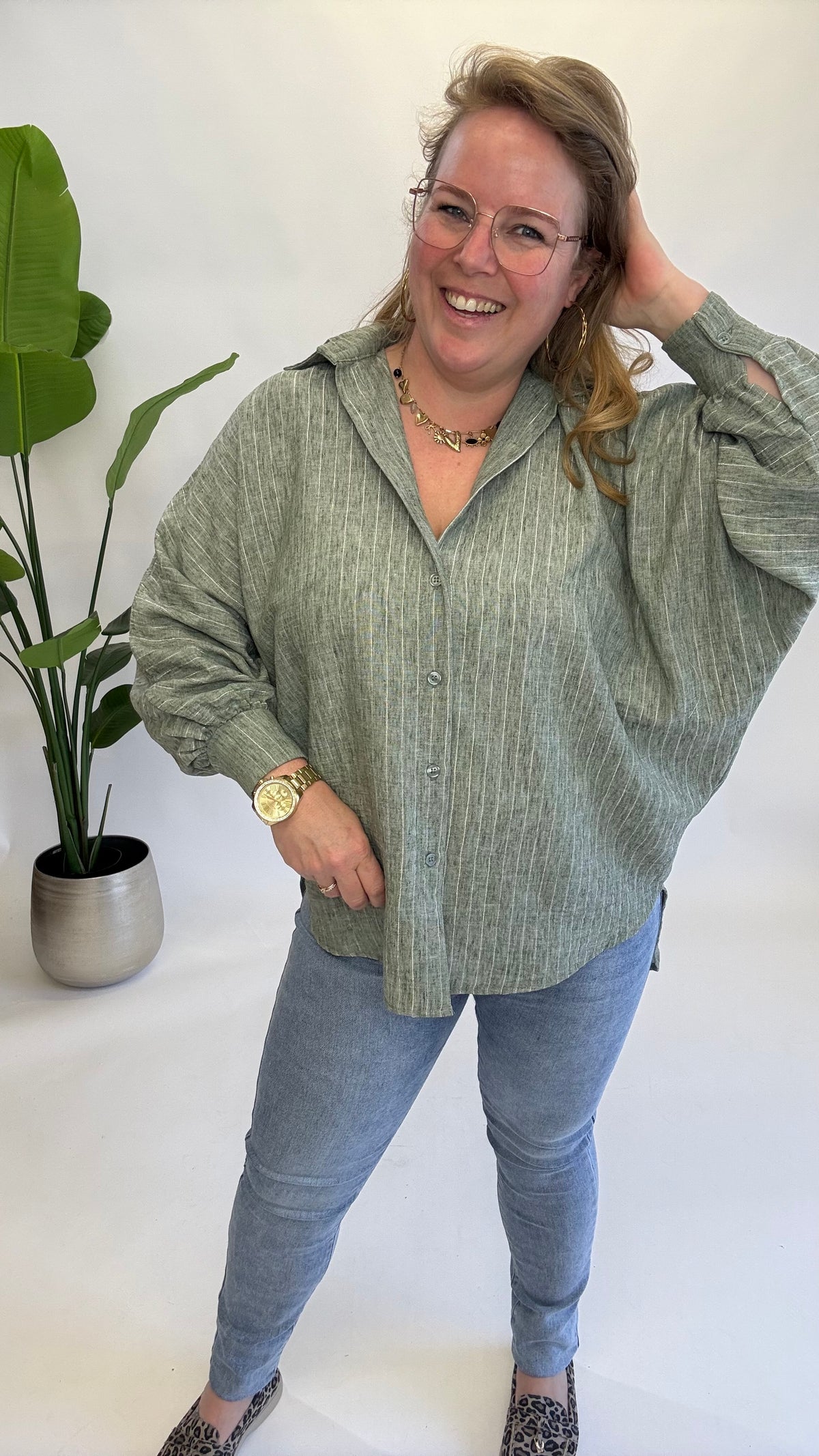 KRIJT STREEP BLOUSE - 1444