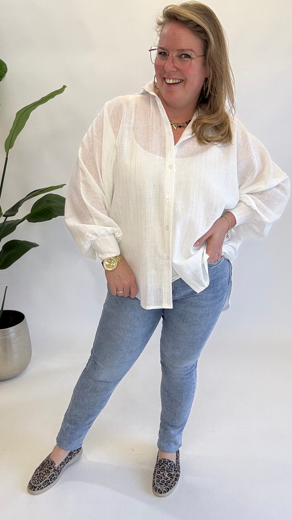 KRIJT STREEP BLOUSE - 1444