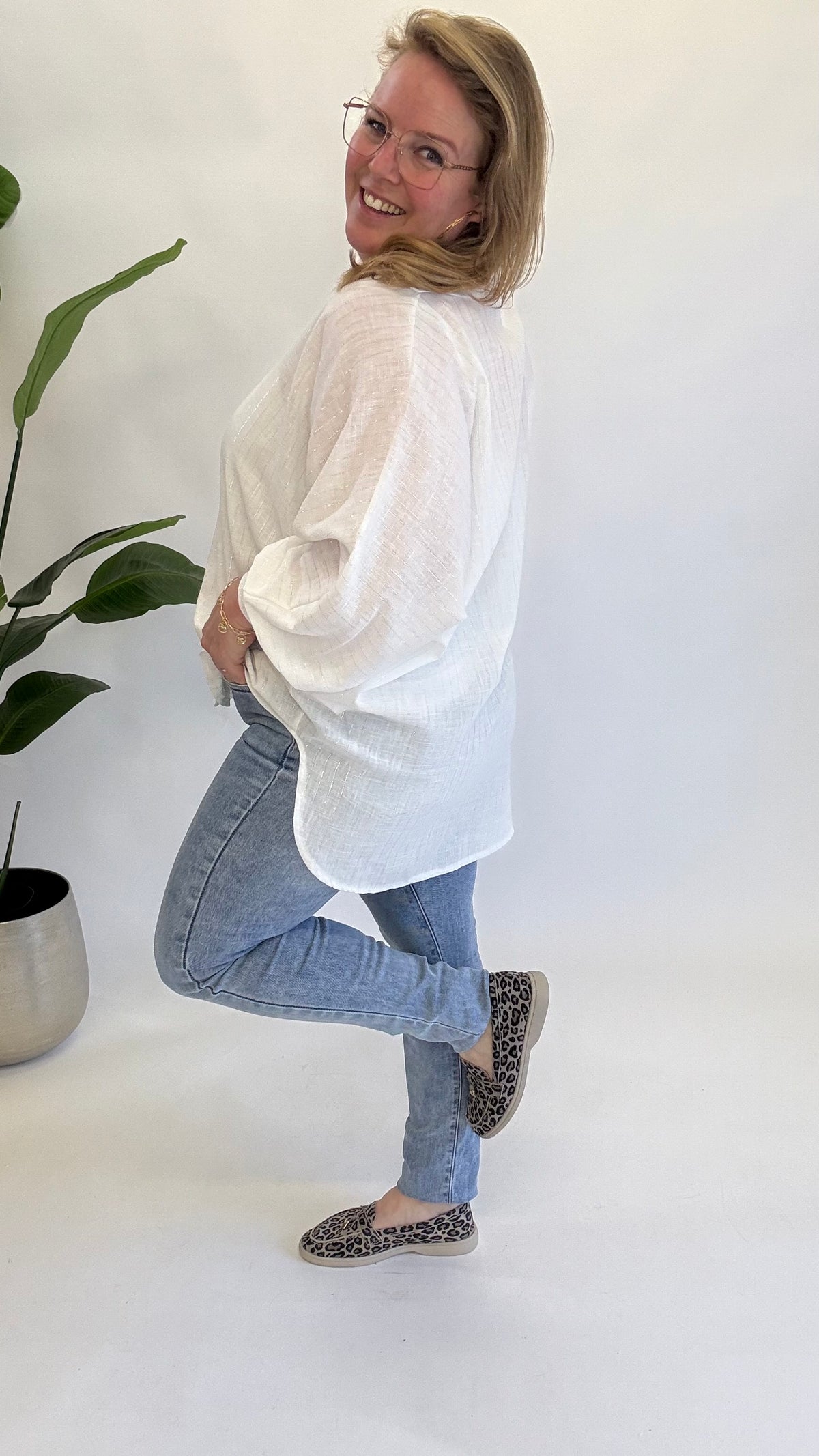 KRIJT STREEP BLOUSE - 1444