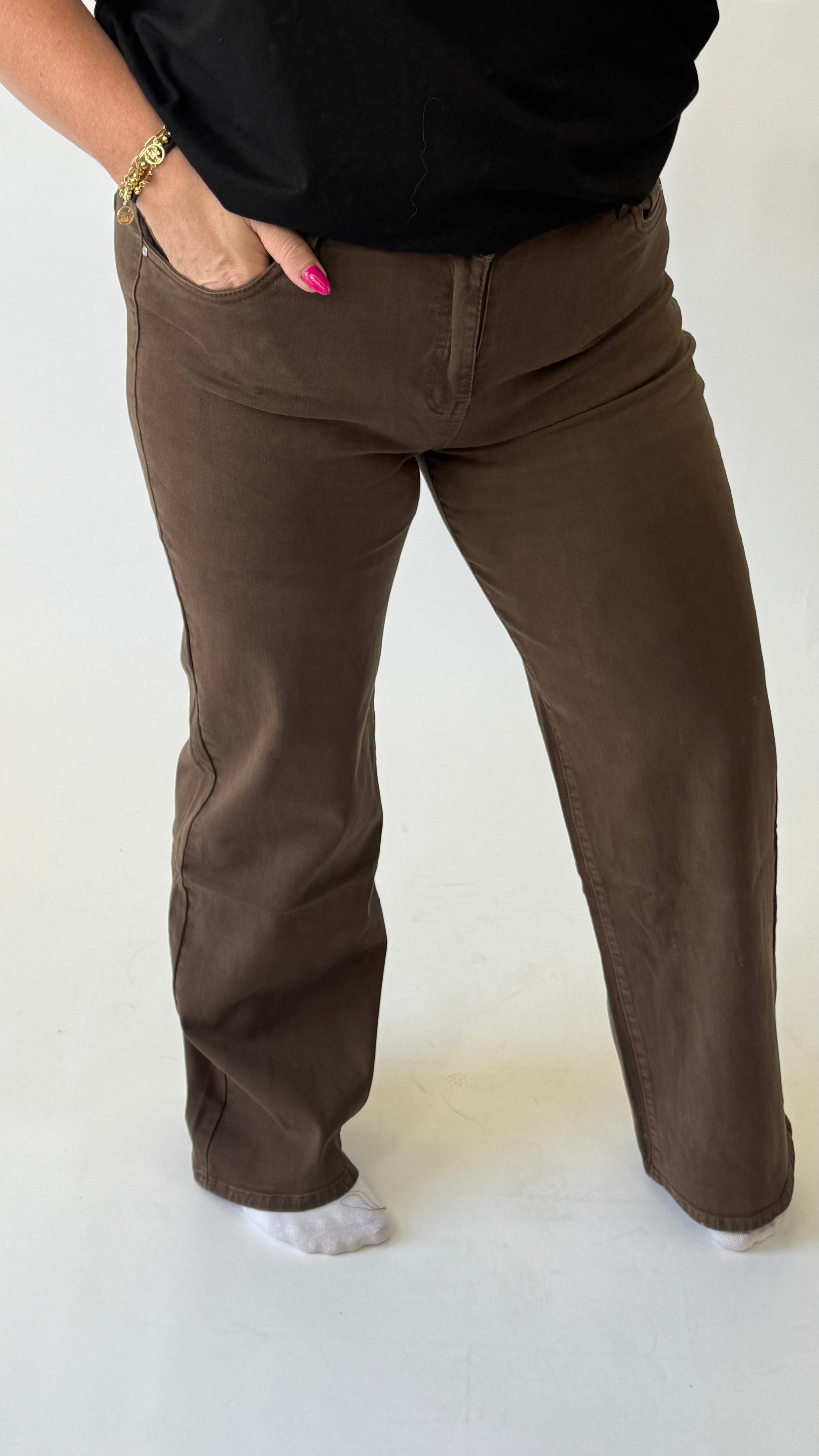 GOODIES DENIM CHOCO WIDE LEGG - DJ2598-6