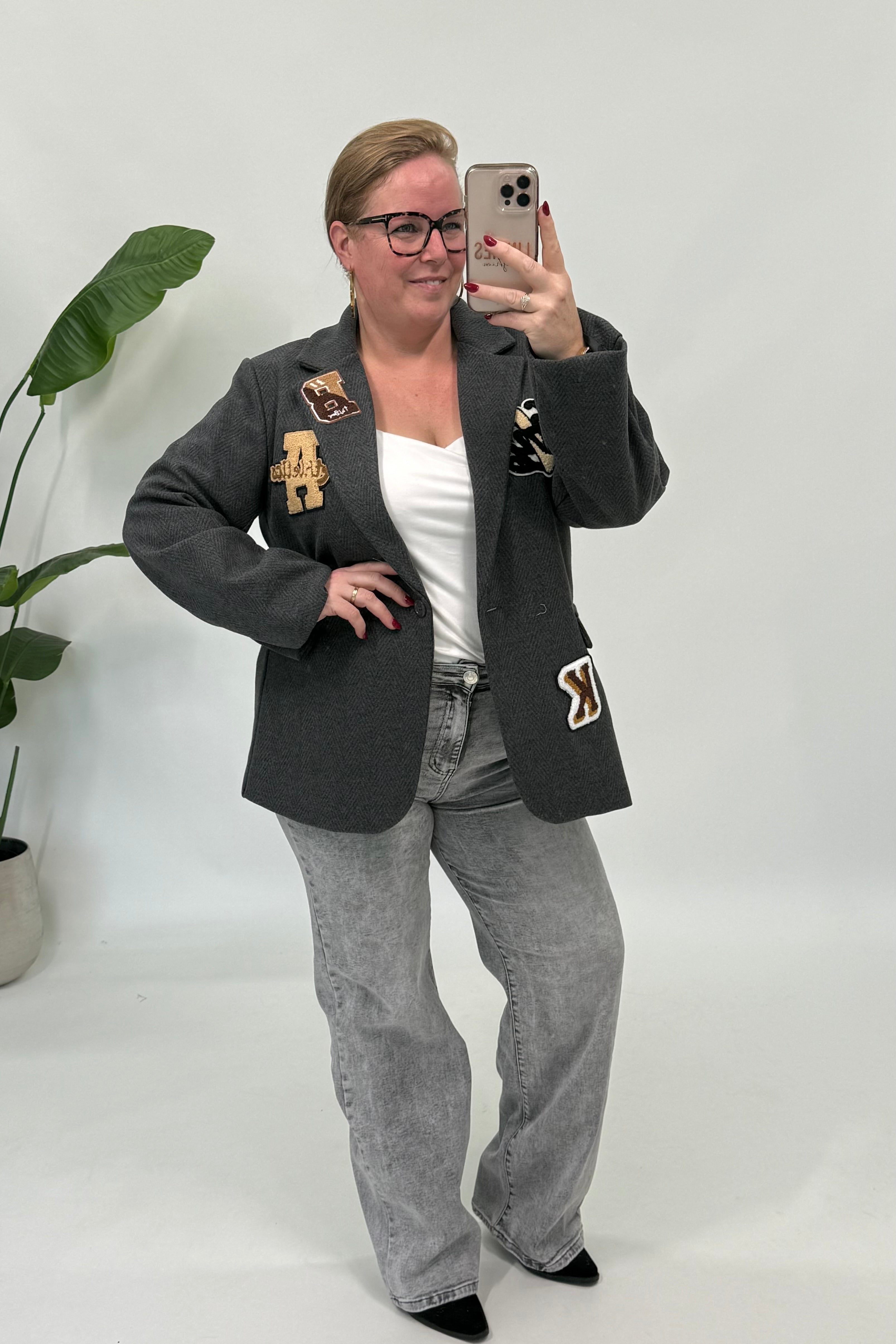 VISGRAAT BLAZER ANTRACIET