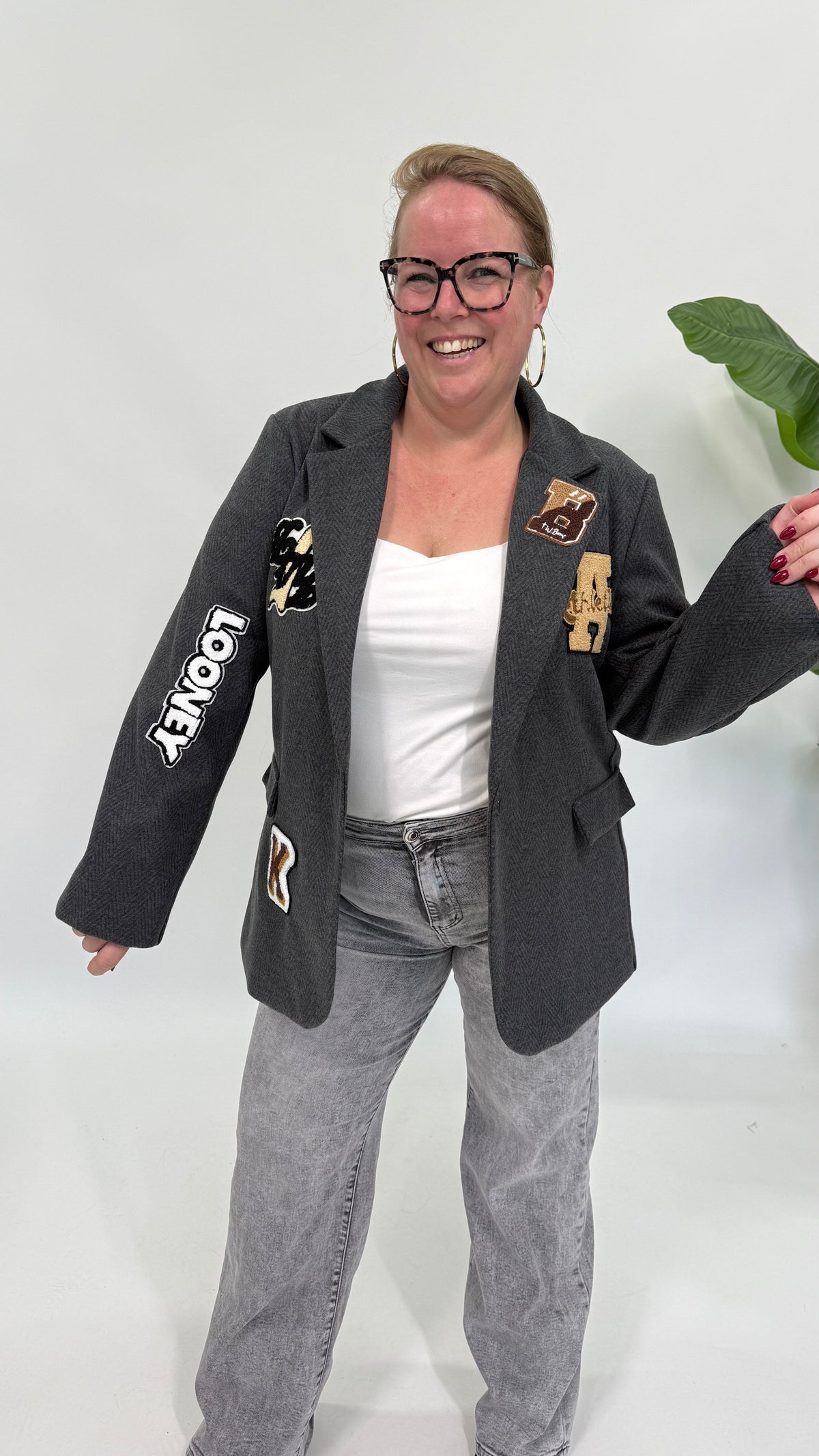 VISGRAAT BLAZER ANTRACIET