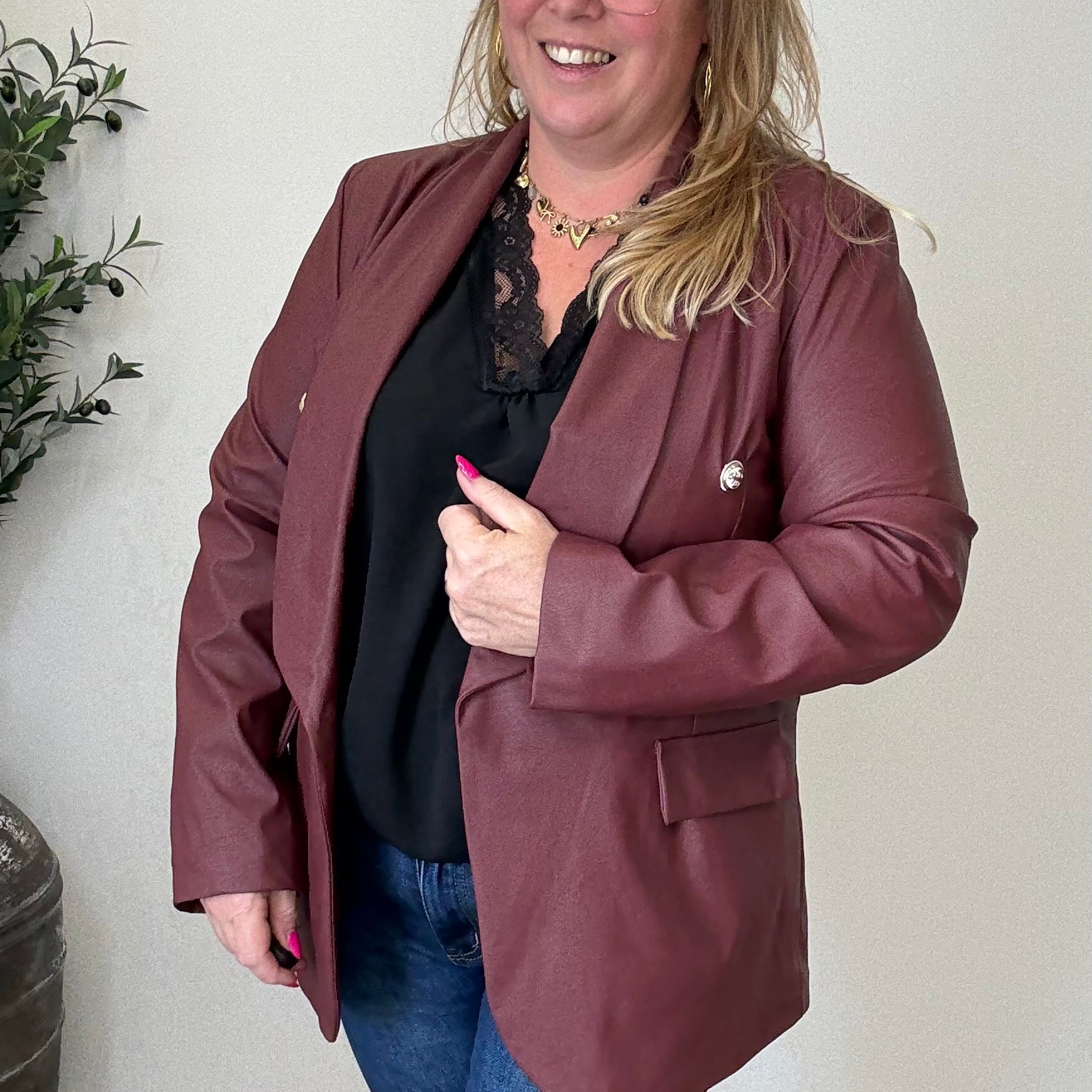 LEATHER LOOK BLAZER - 1720