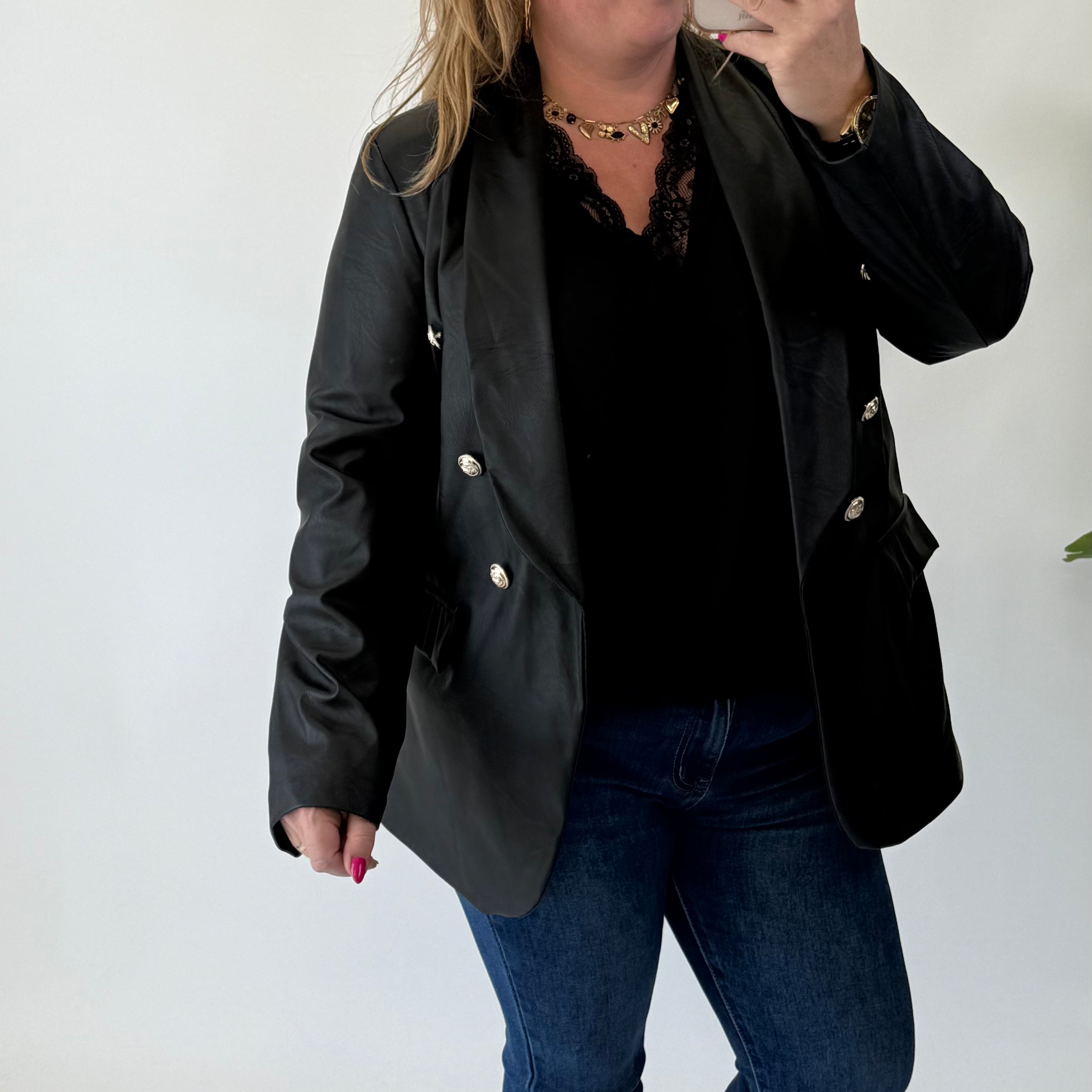 LEATHER LOOK BLAZER - 1720