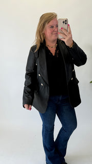 LEATHER LOOK BLAZER - 1720