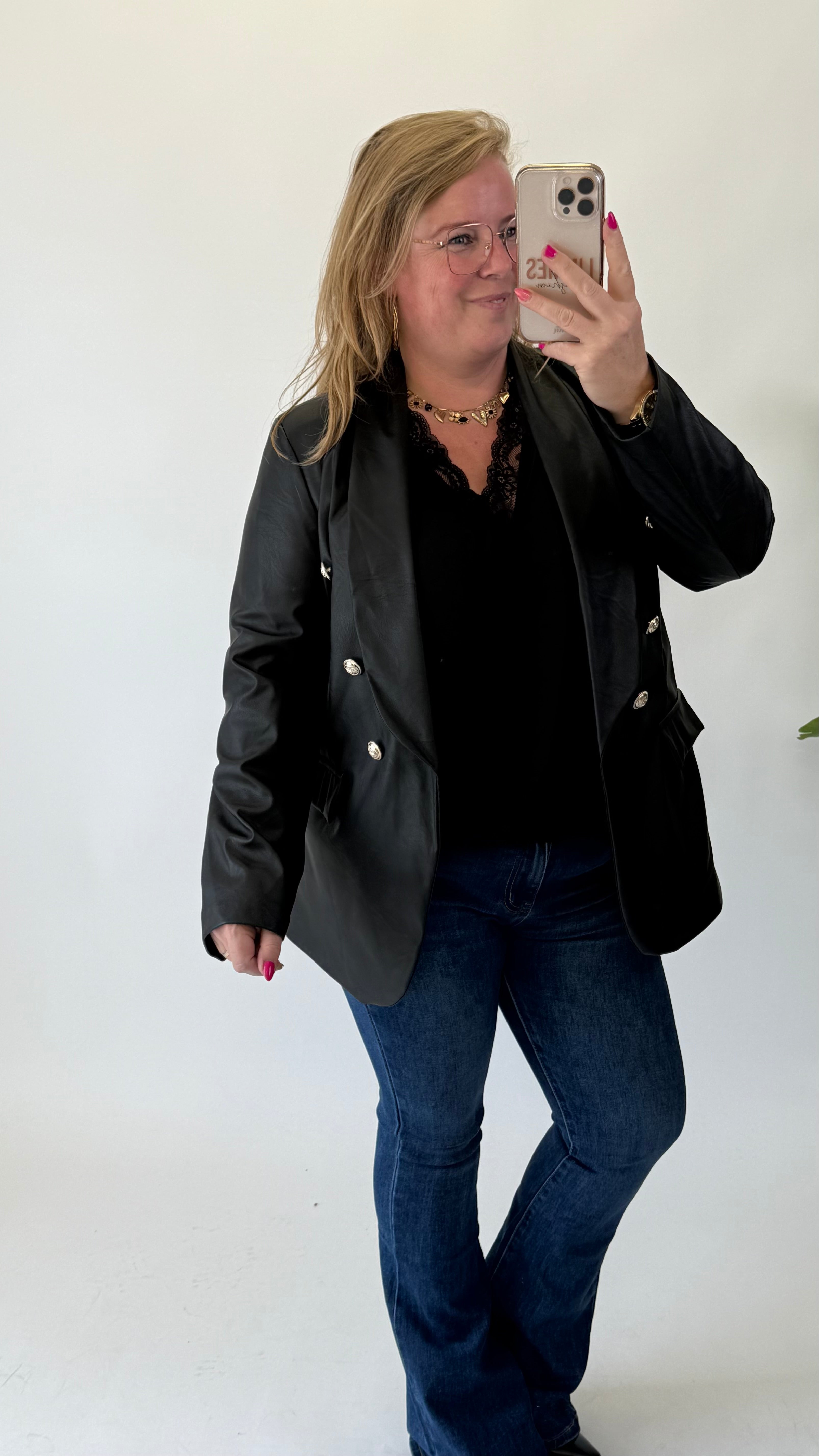 LEATHER LOOK BLAZER - 1720