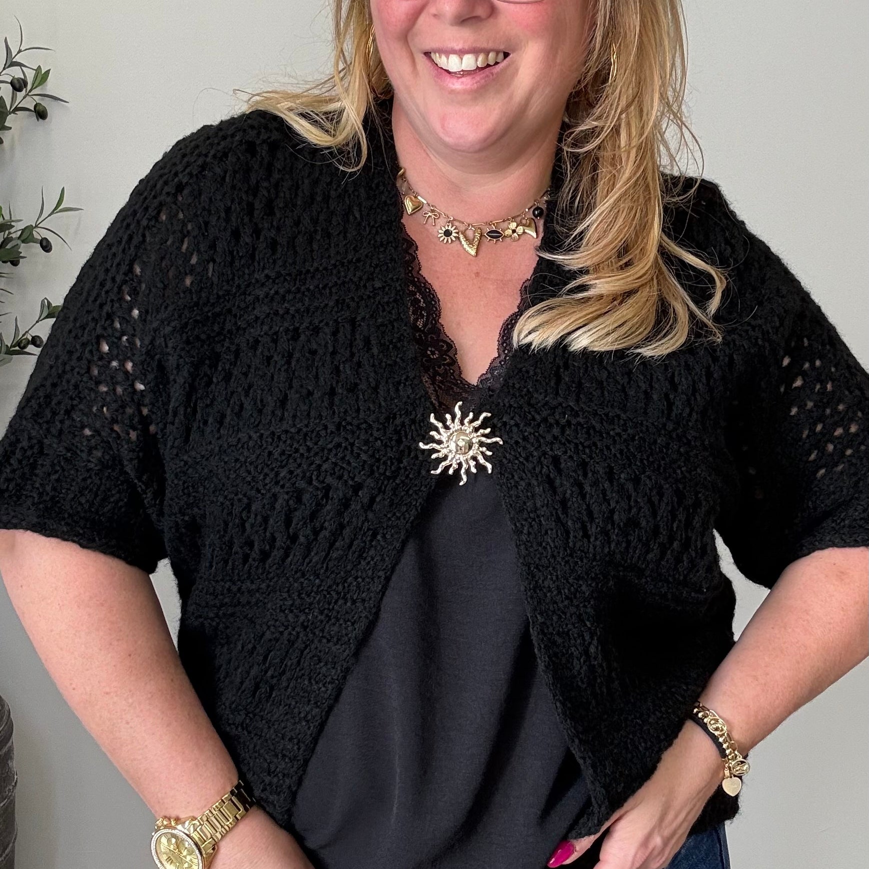 GEHAAKTE VESTJE MET ZON - 1710