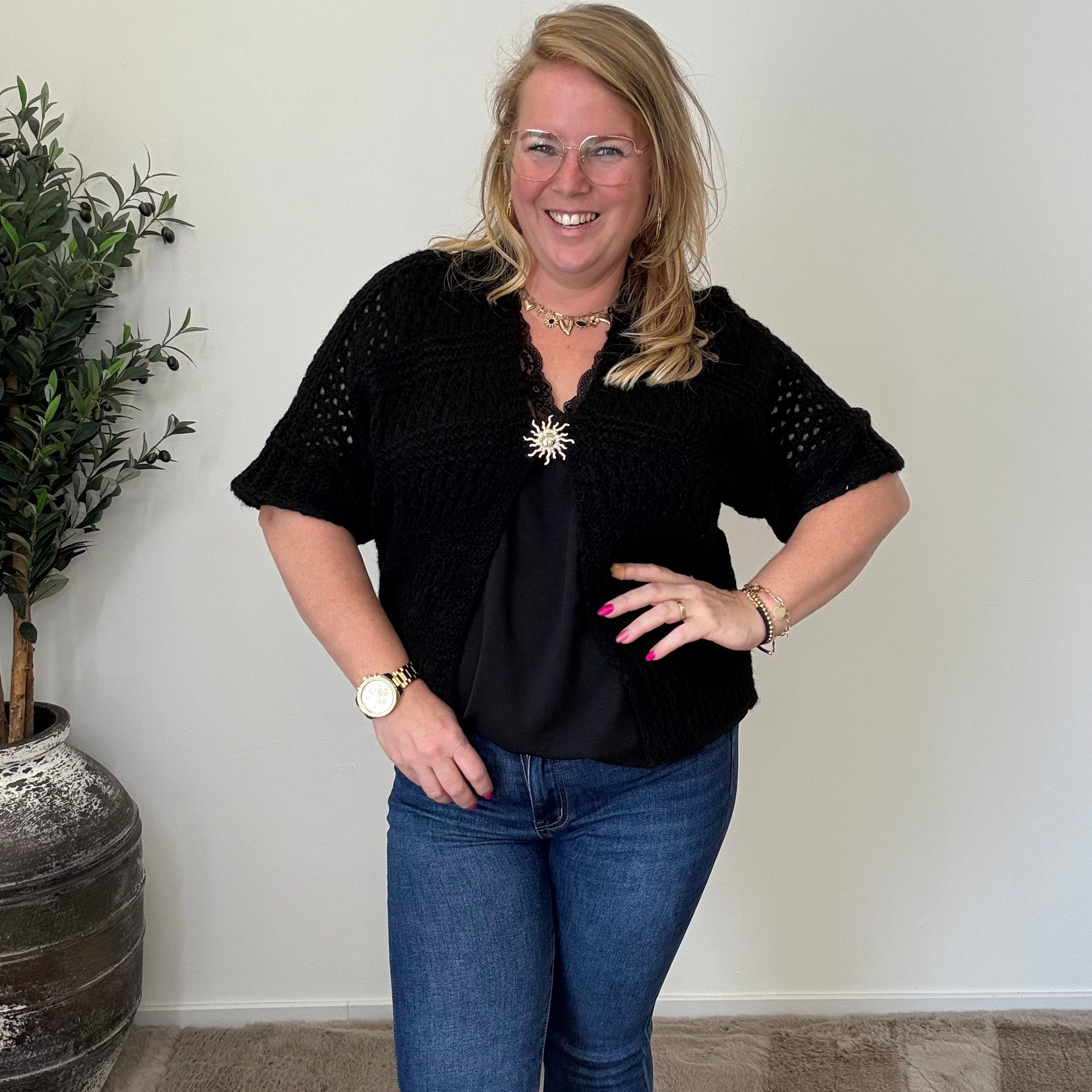 GEHAAKTE VESTJE MET ZON - 1710