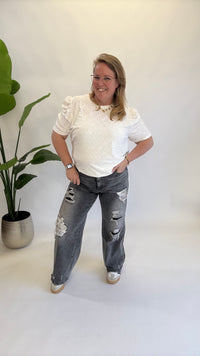 MONDAY JEANS WIDE LEG GREY - PPSA6061-G