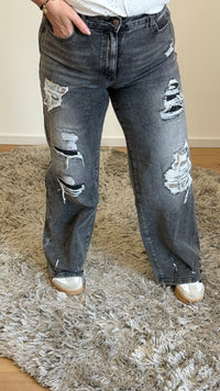 MONDAY JEANS WIDE LEG GREY - PPSA6061-G