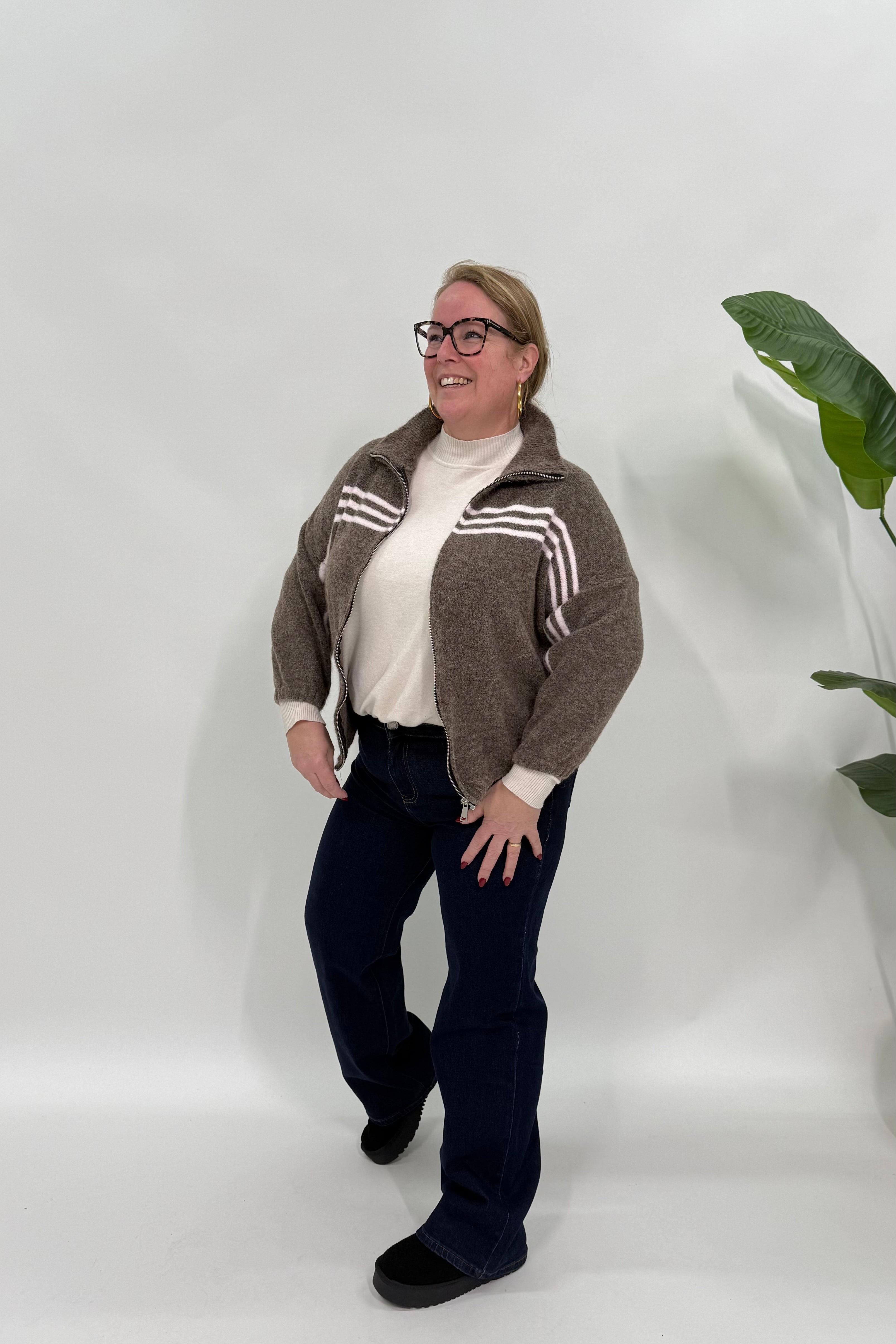 FLUFFY SPORT STREEP VEST TAUPE