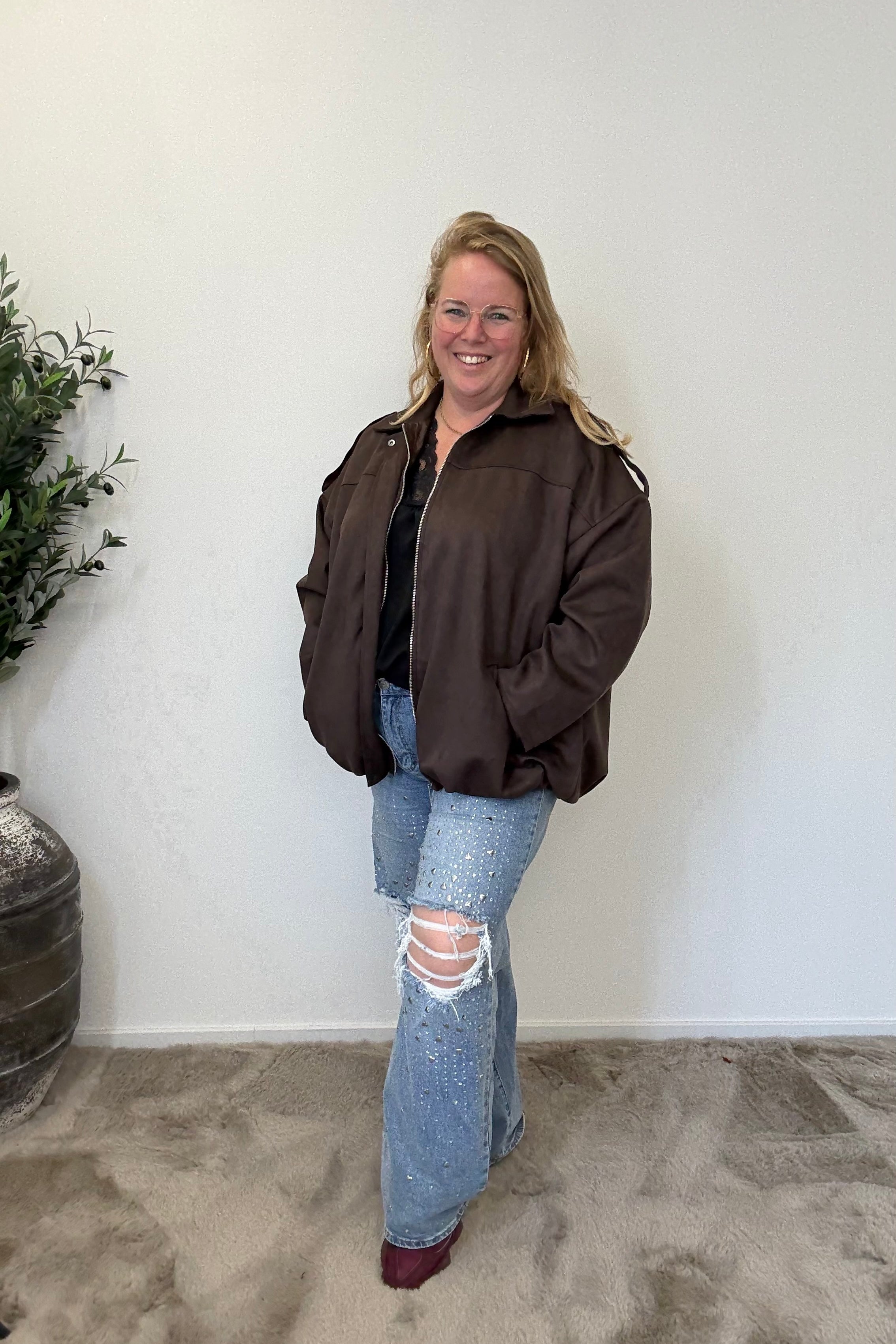 BO DENIM WESTE (38 BIS 50) - SCHWARZ