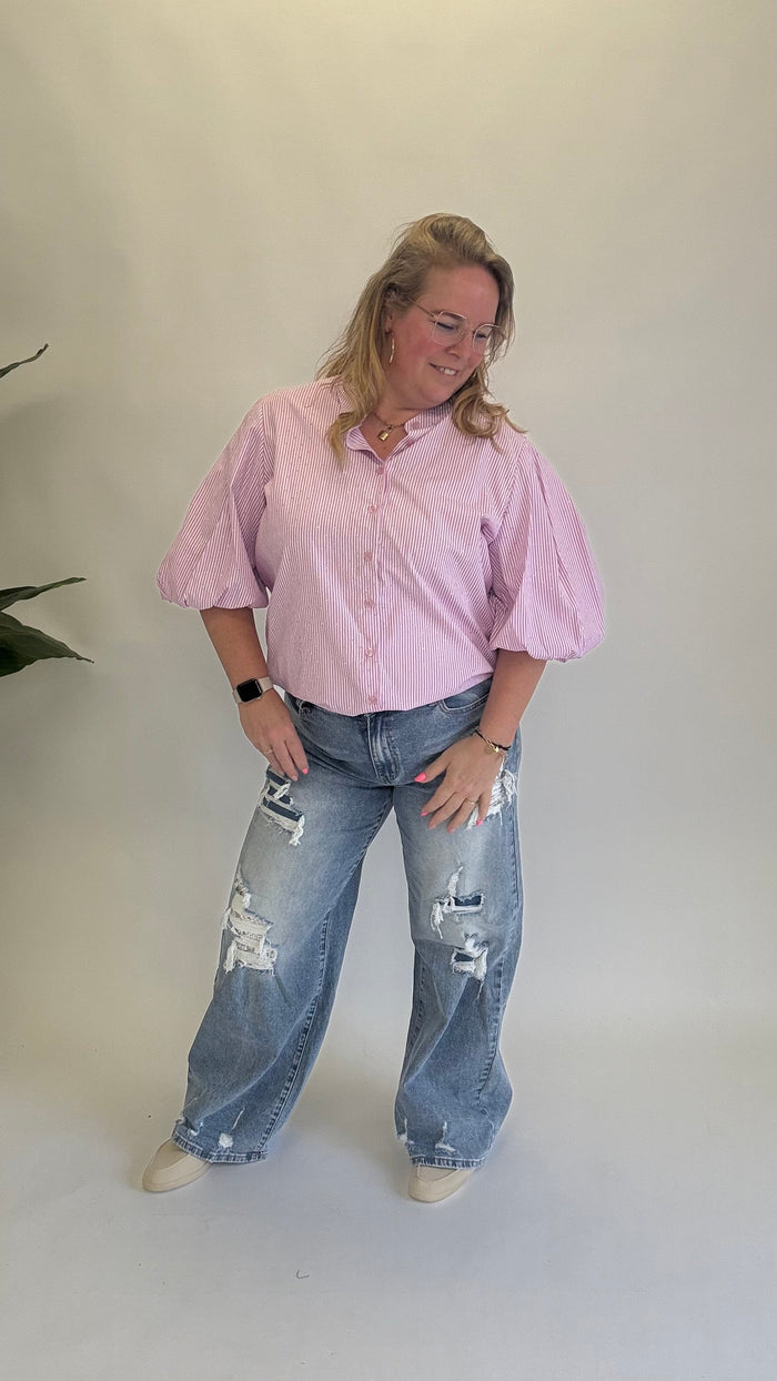 STRIK BLOUSE (38 t/m 48)  - 4 KLEUREN