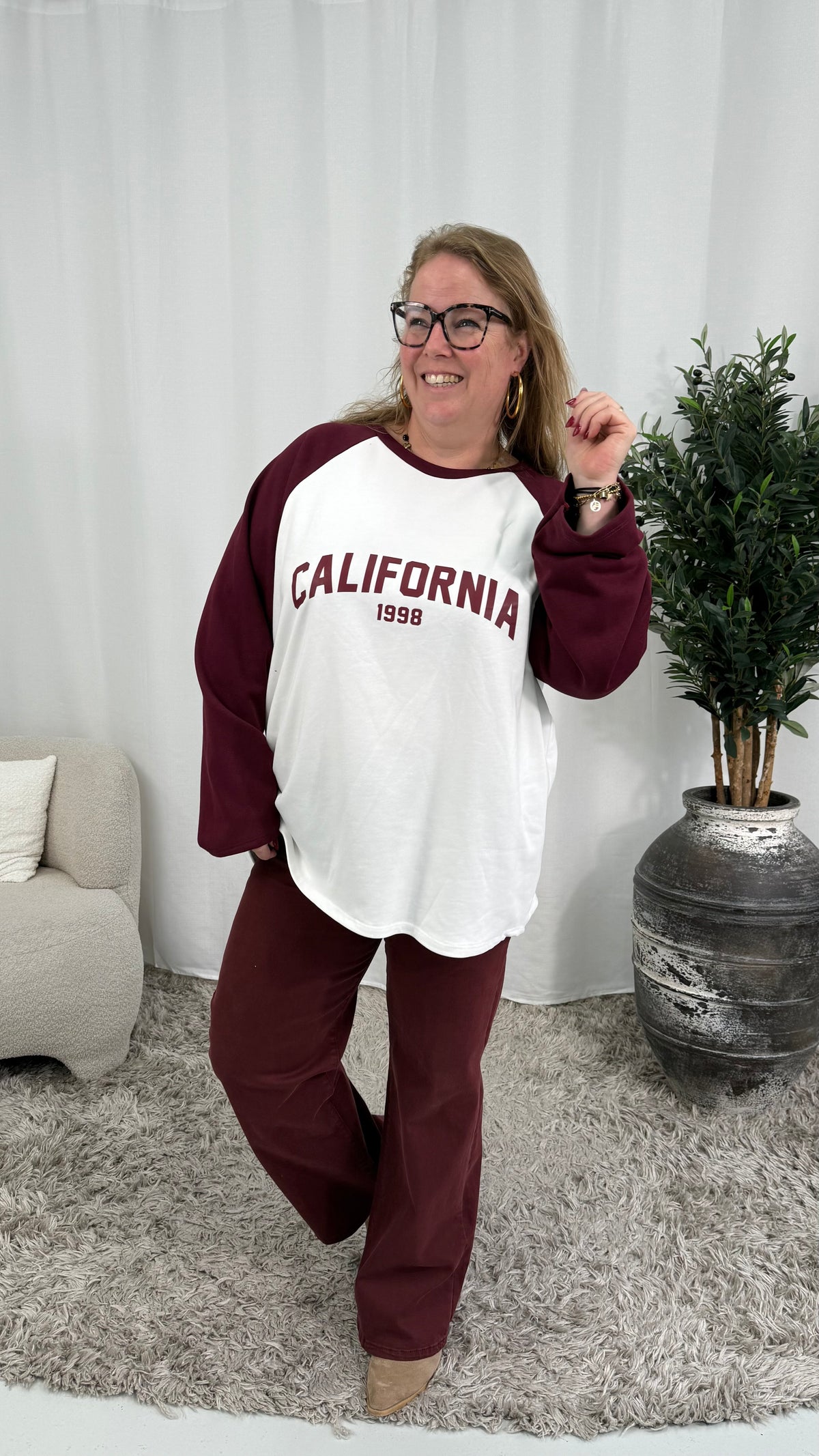 CALIFORNIA BASEBALL SWEATER BURGUNDY