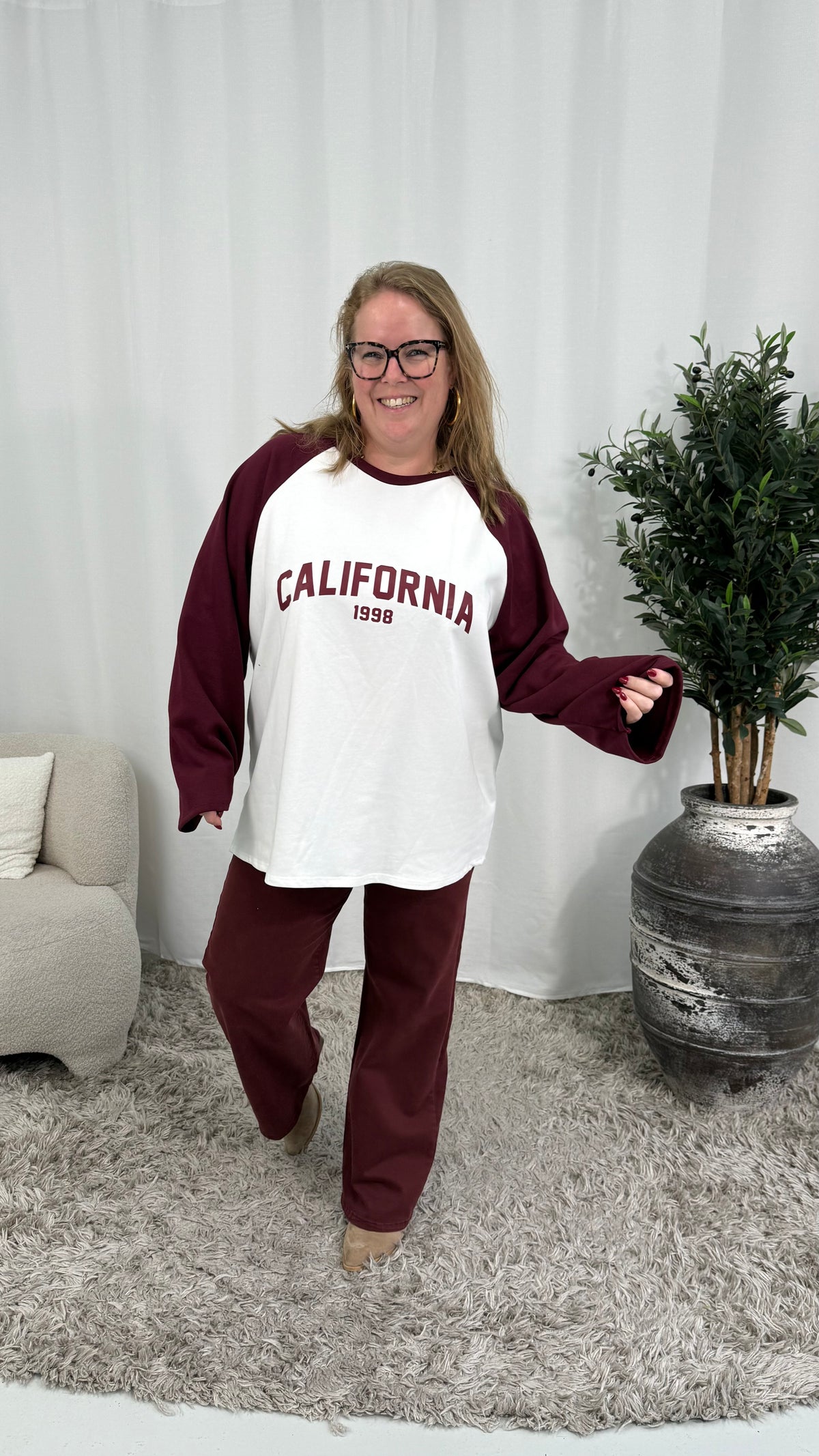 CALIFORNIA BASEBALL SWEATER BURGUNDY