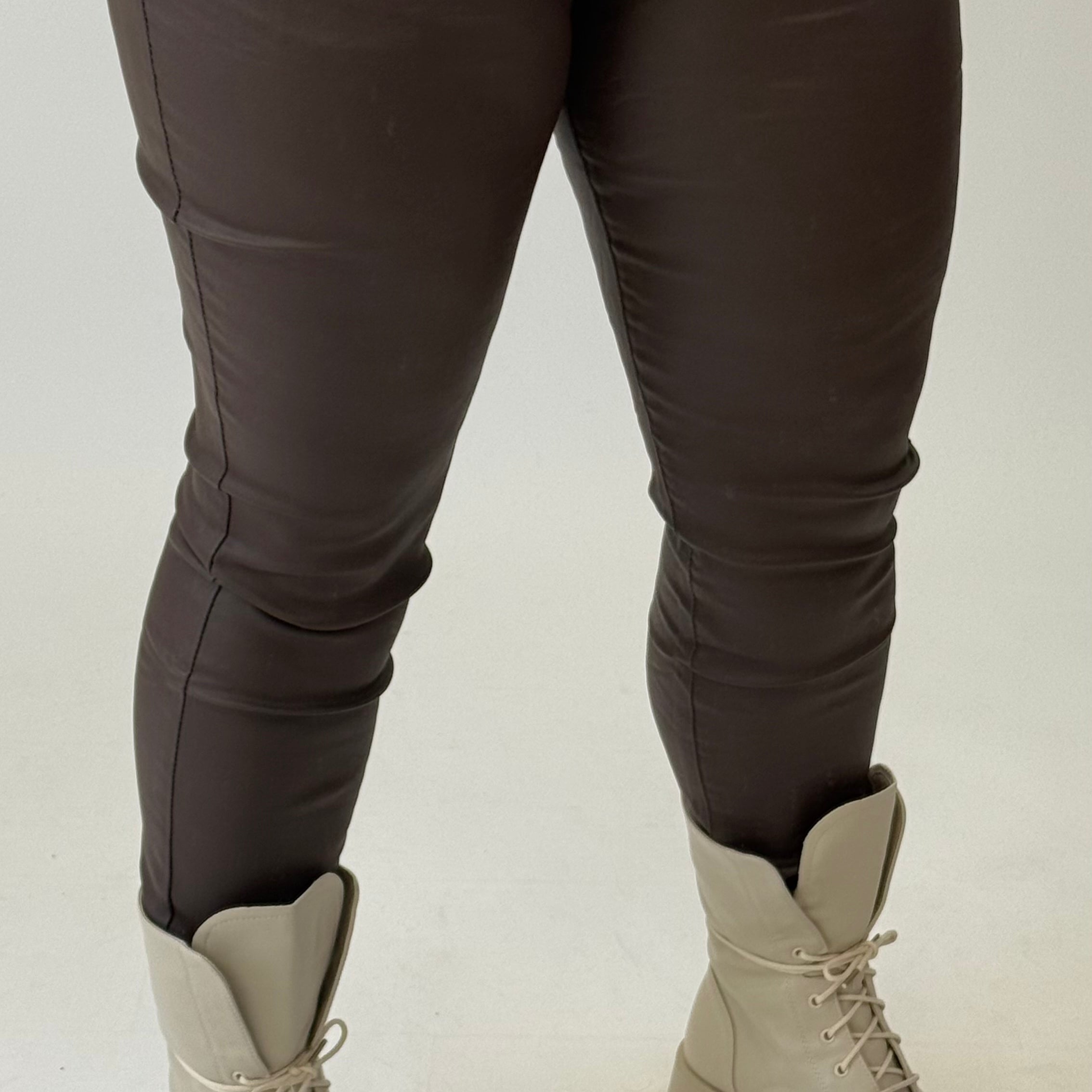 LEATHER LOOK GOODIES CHOCO SKINNY - DJ290-22