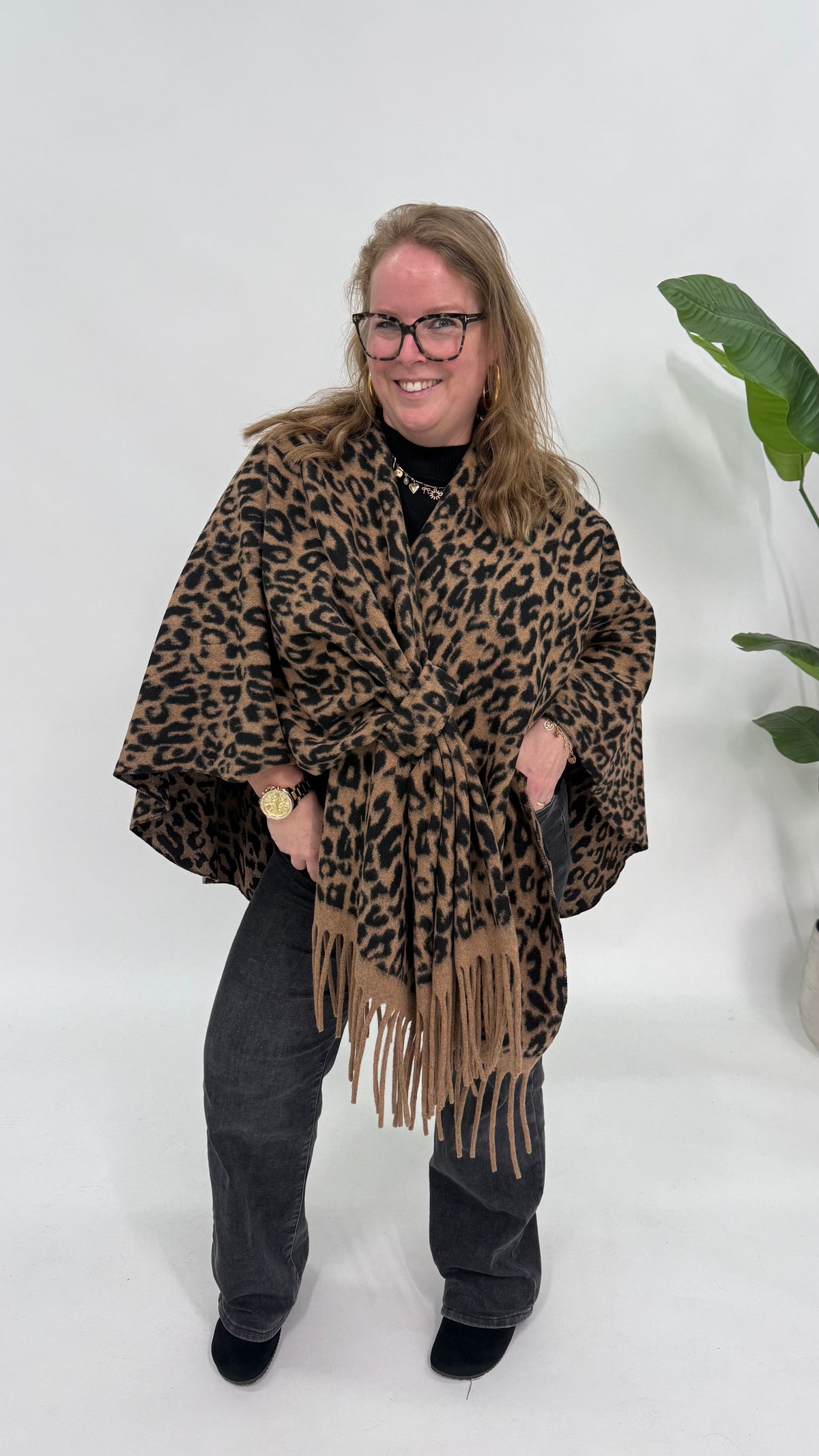 PANTER PONCHO ZWART/BRUIN
