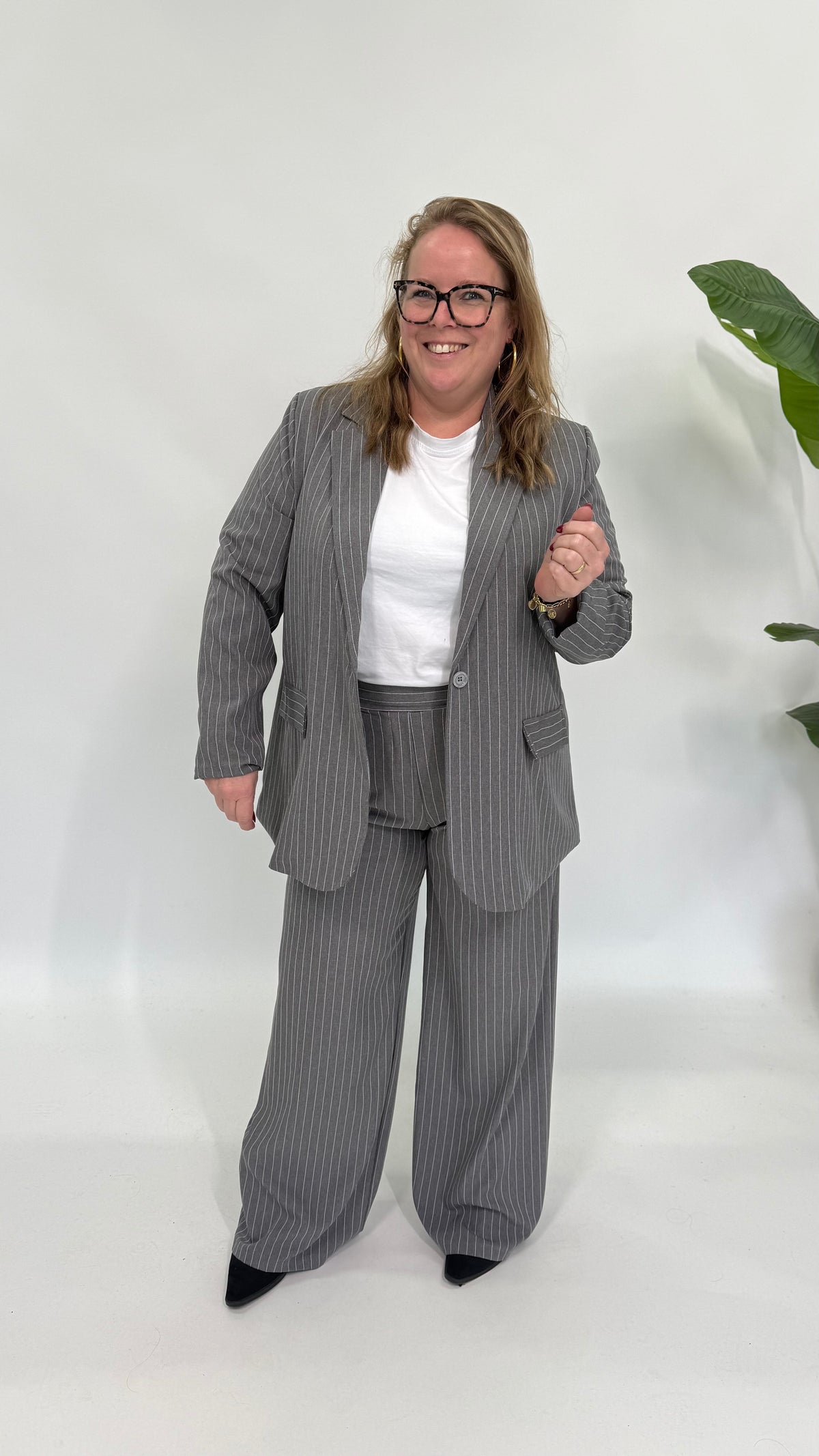 LA KRIJTSTREEP BLAZER GRIJS