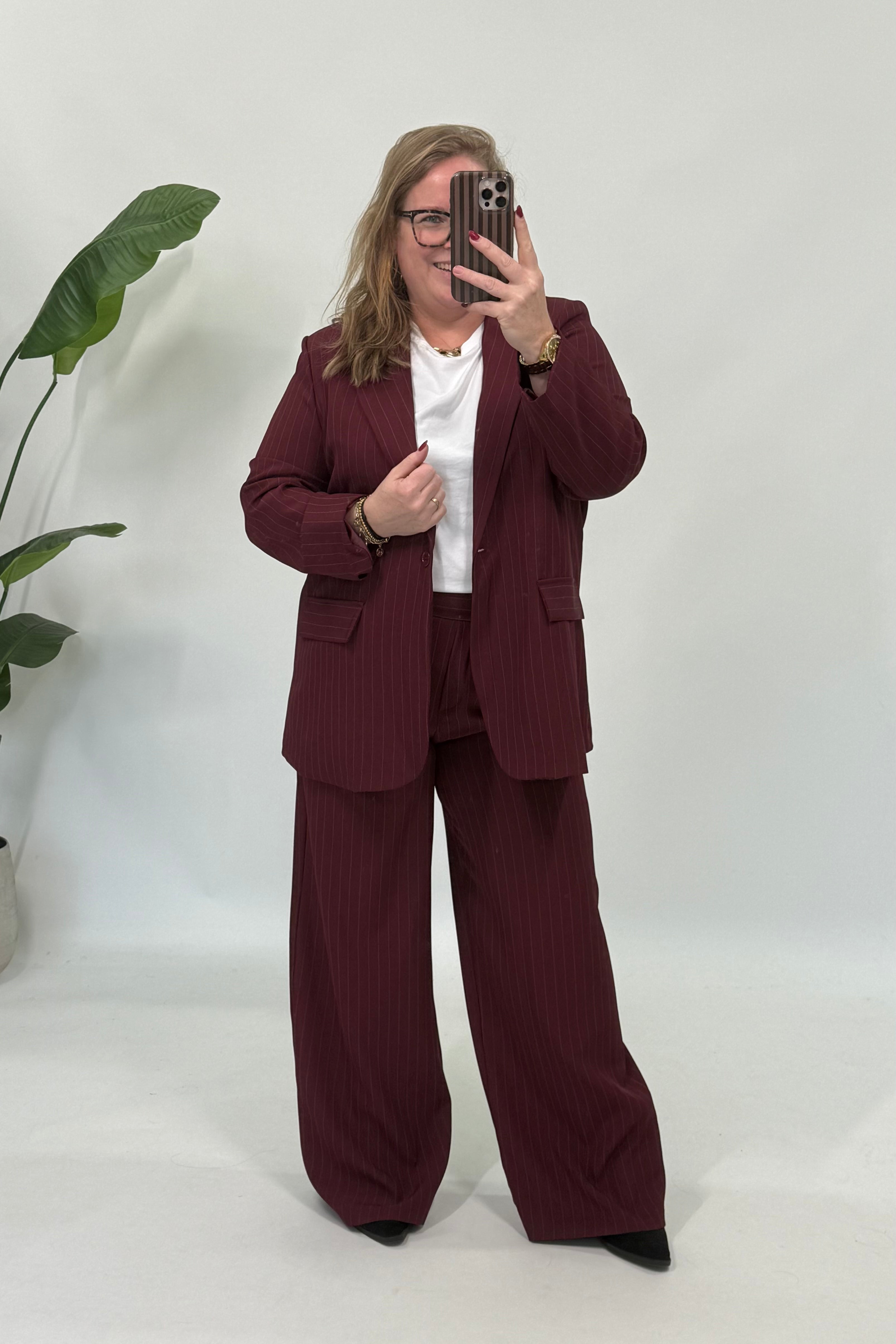LA KRIJTSTREEP BLAZER BURGUNDY