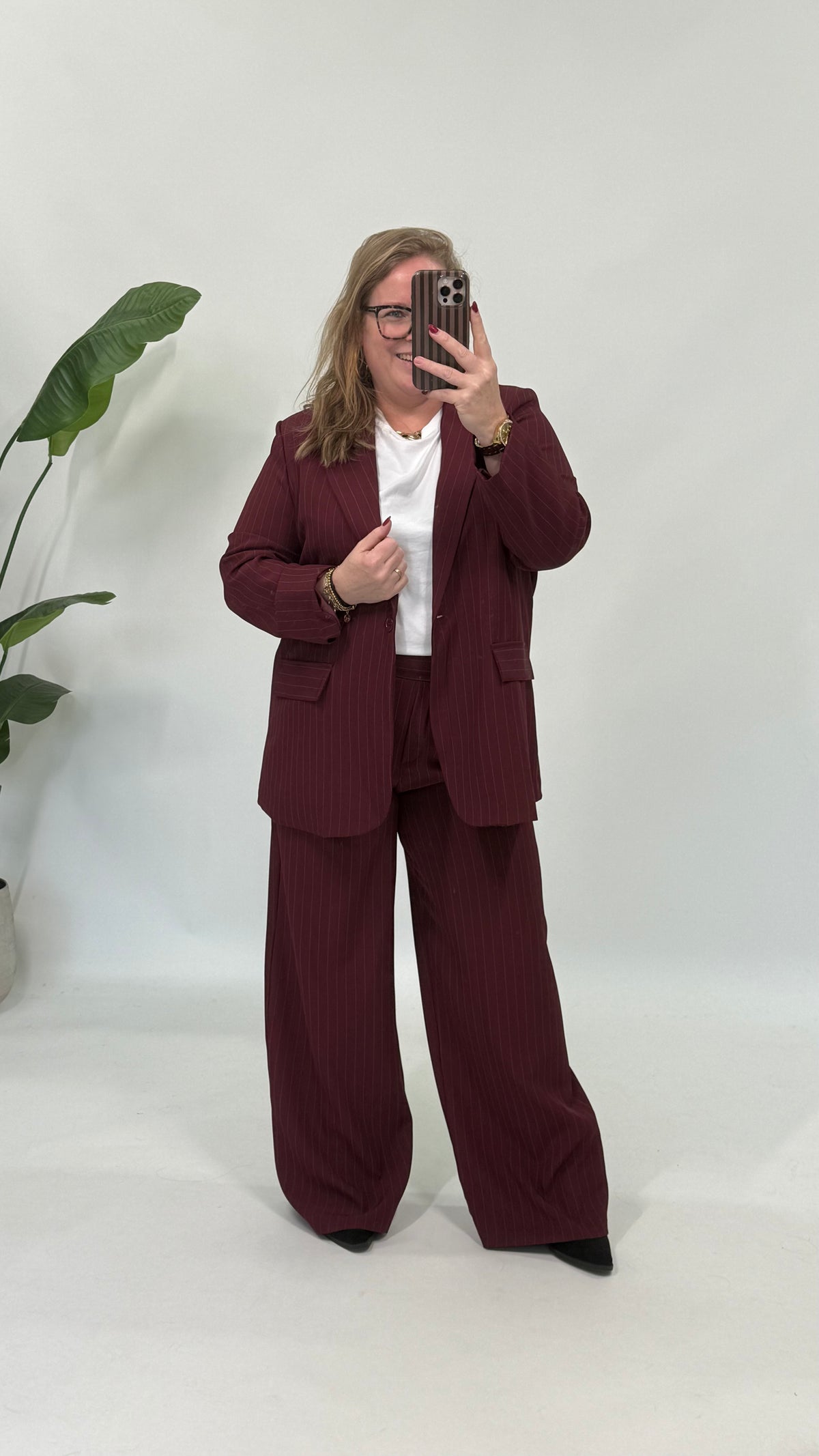 LA KRIJTSTREEP BLAZER BURGUNDY