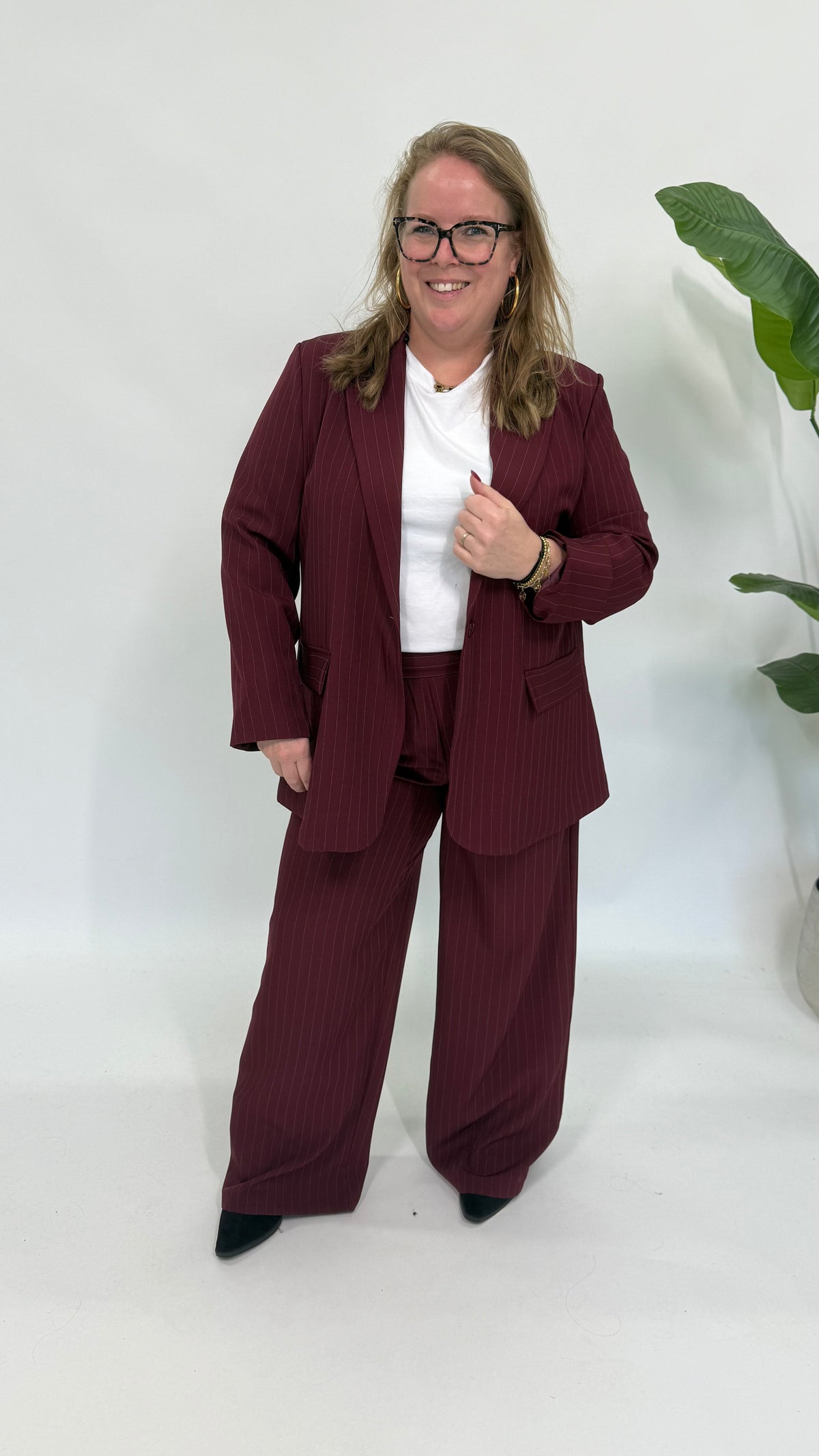 LA KRIJTSTREEP BLAZER BURGUNDY