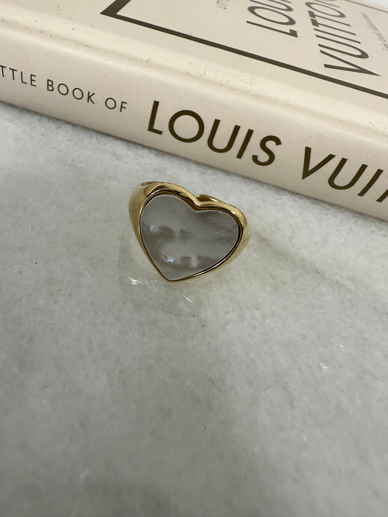 LOES HEART STONE RING - GOUD