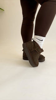 UGGIES REAL LEATHER - KOFFIE BRUIN