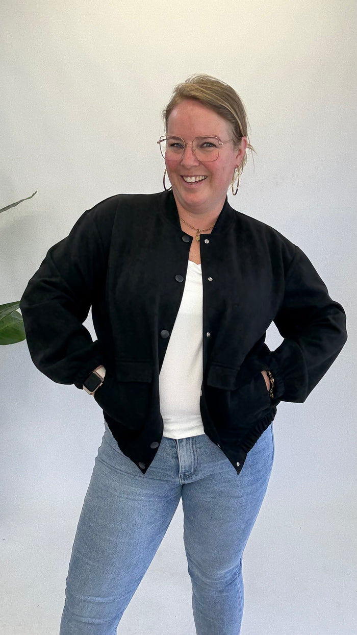 BO DENIM WESTE (38 BIS 50) - SCHWARZ