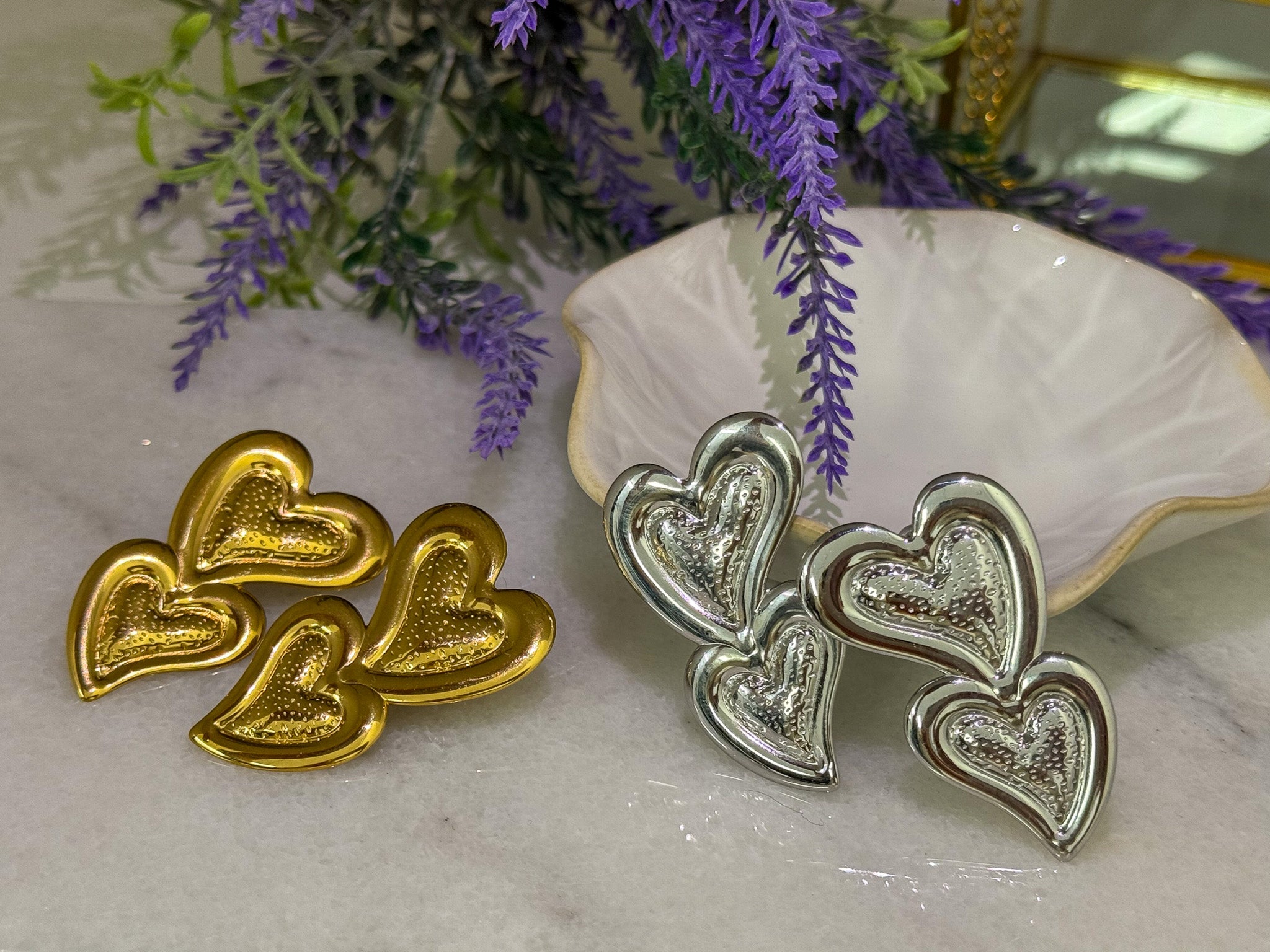 DUBBEL HART OORBELLEN - 050