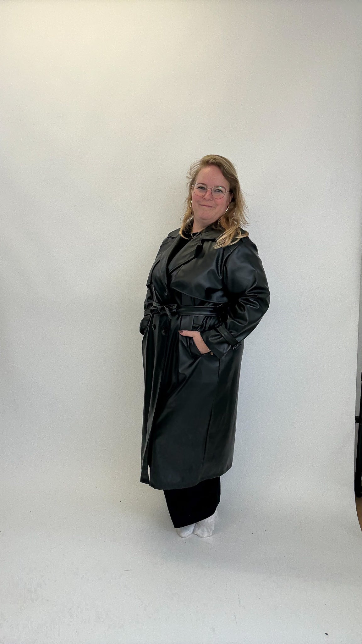 LEATHER LOOK TRENCHCOAT