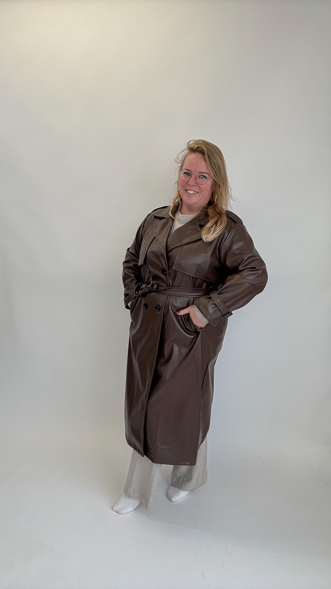 LEATHER LOOK TRENCHCOAT
