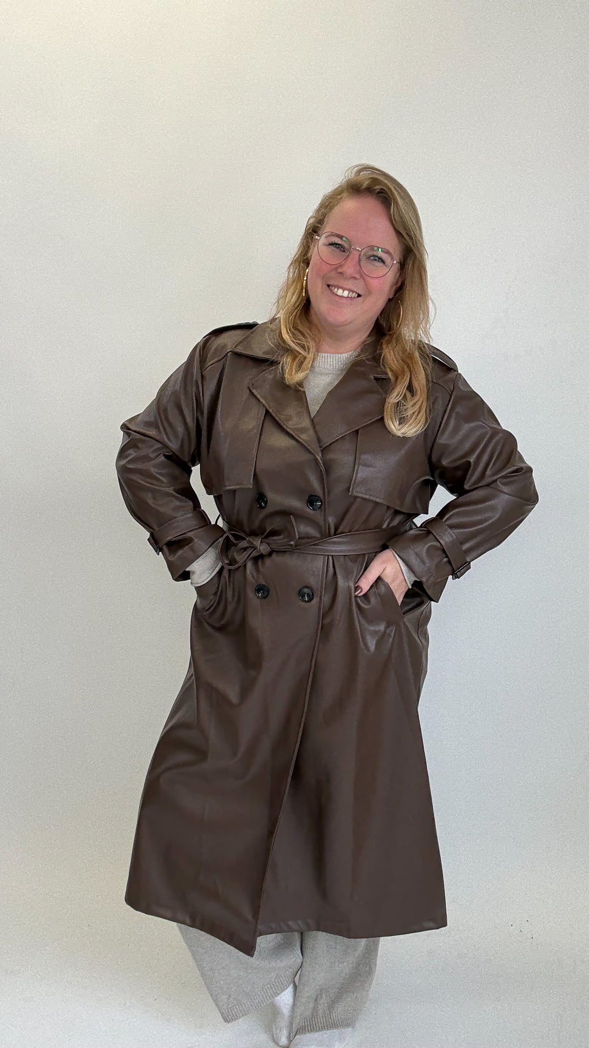 LEATHER LOOK TRENCHCOAT