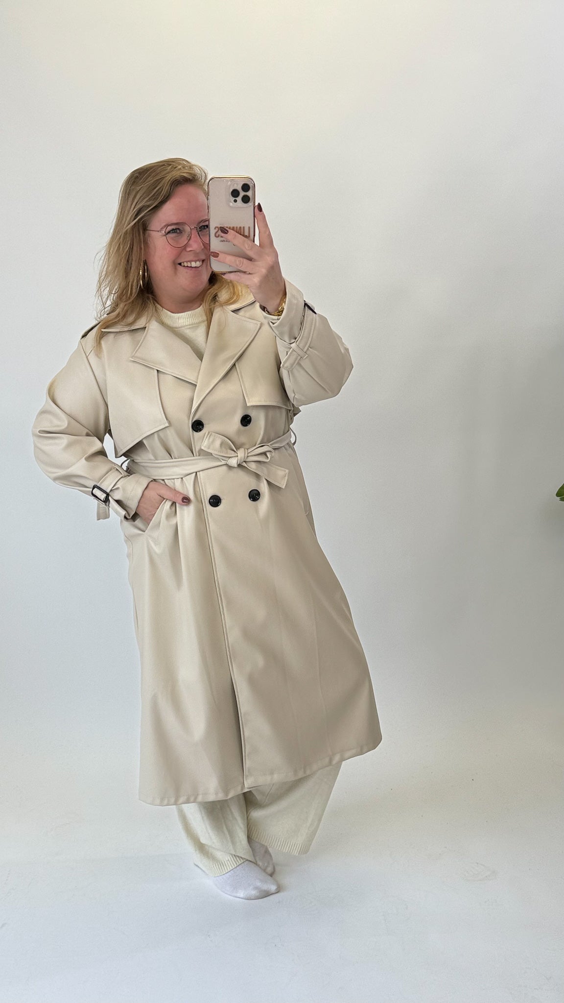 LEATHER LOOK TRENCHCOAT