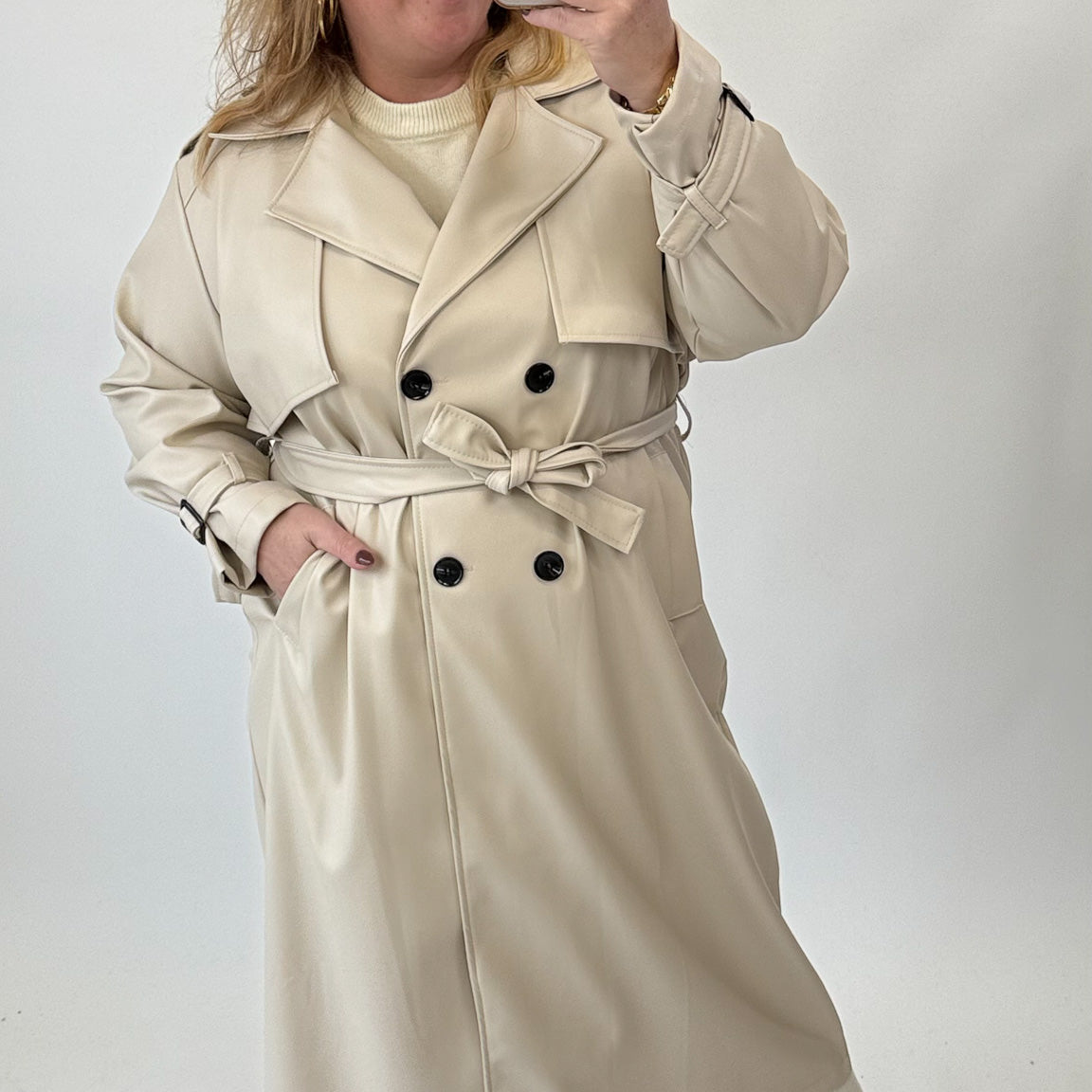 LEATHER LOOK TRENCHCOAT