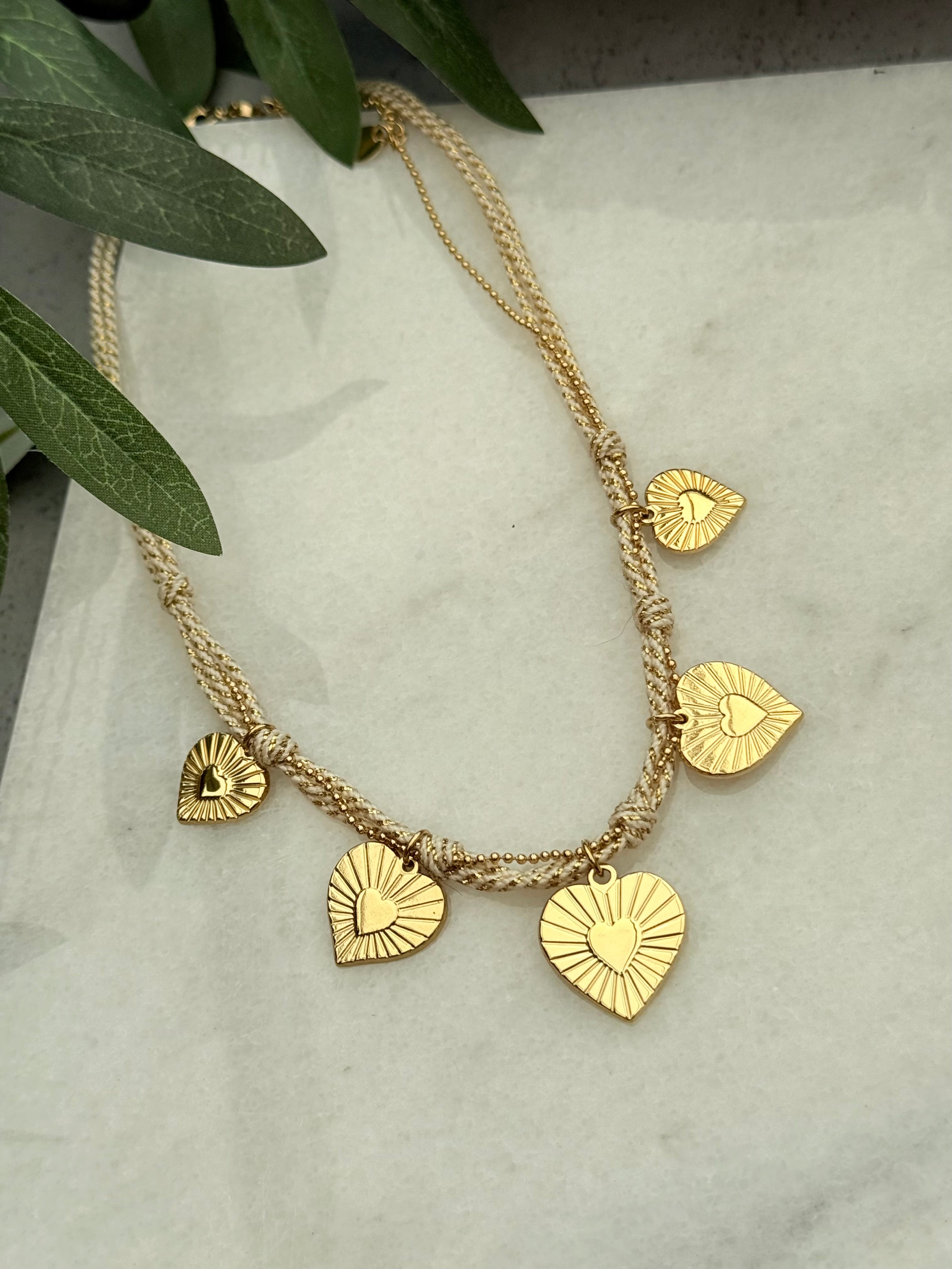 DIAMANT-HERZ-KETTE - GOLD