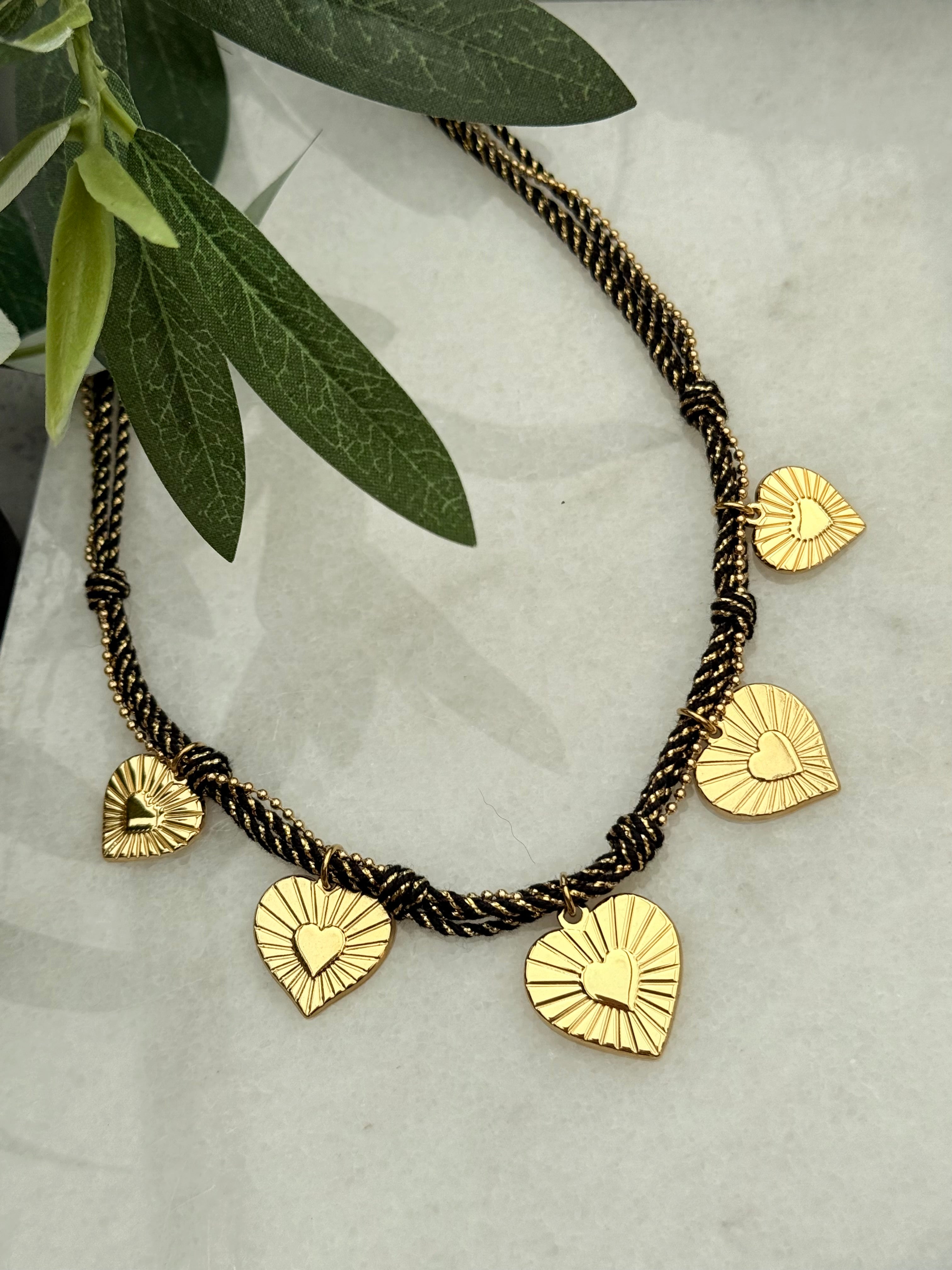 DIAMANT-HERZ-KETTE - GOLD