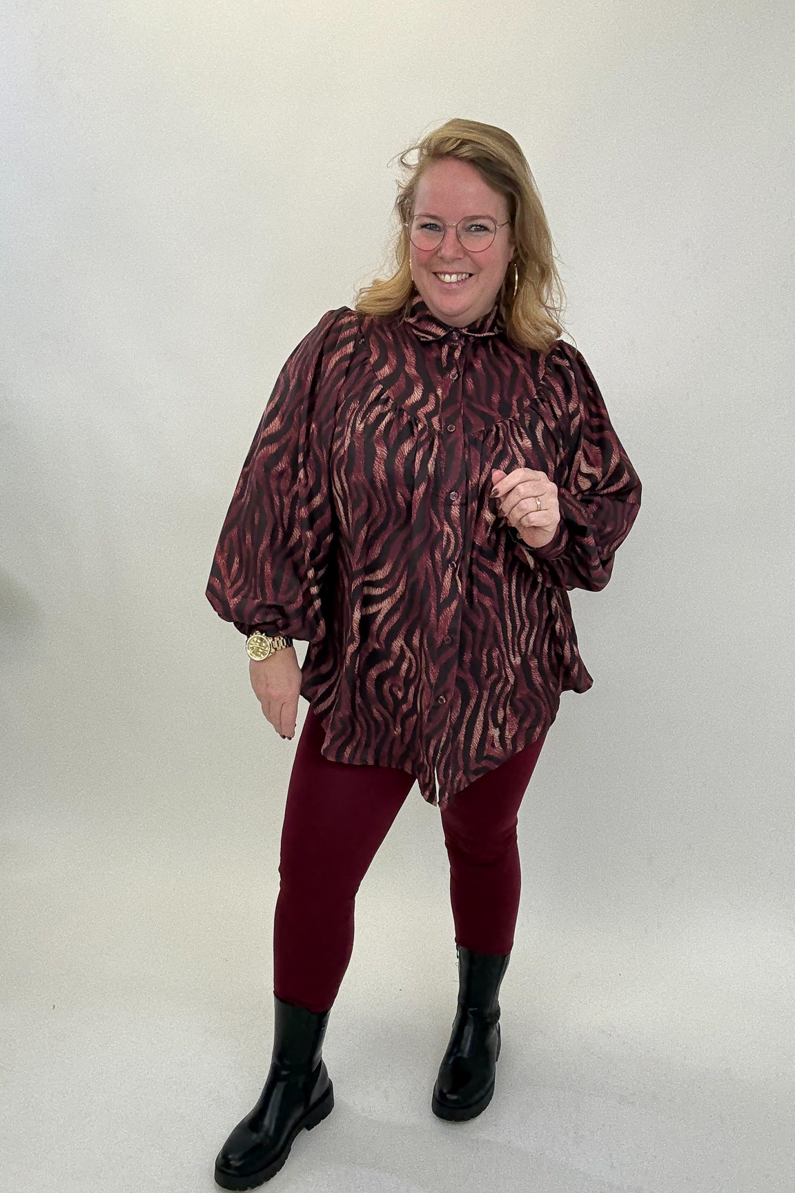 LISA ZEBRA BLOUSE BORDEAUX