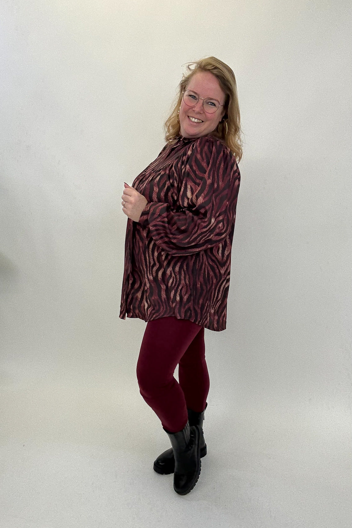 LISA ZEBRA BLOUSE BORDEAUX