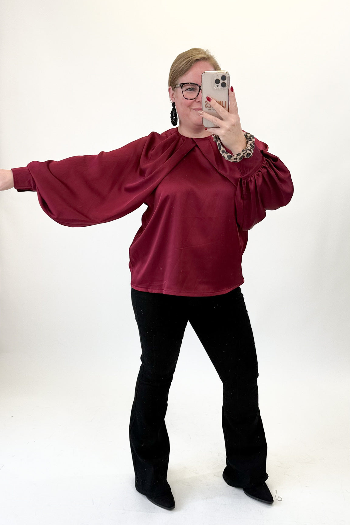 SATIN HOGE HALS TOP - 1817