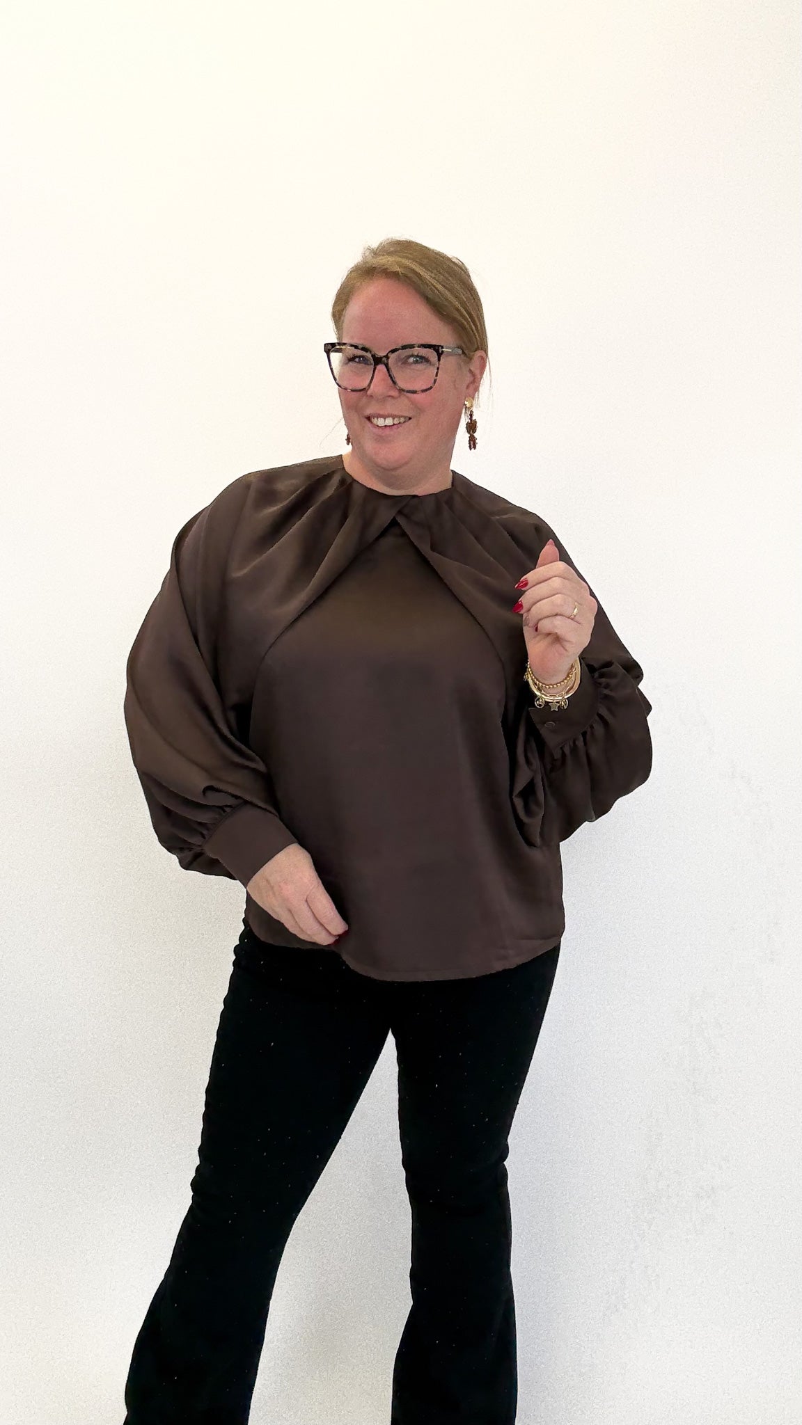 SATIN HOGE HALS TOP - 1817