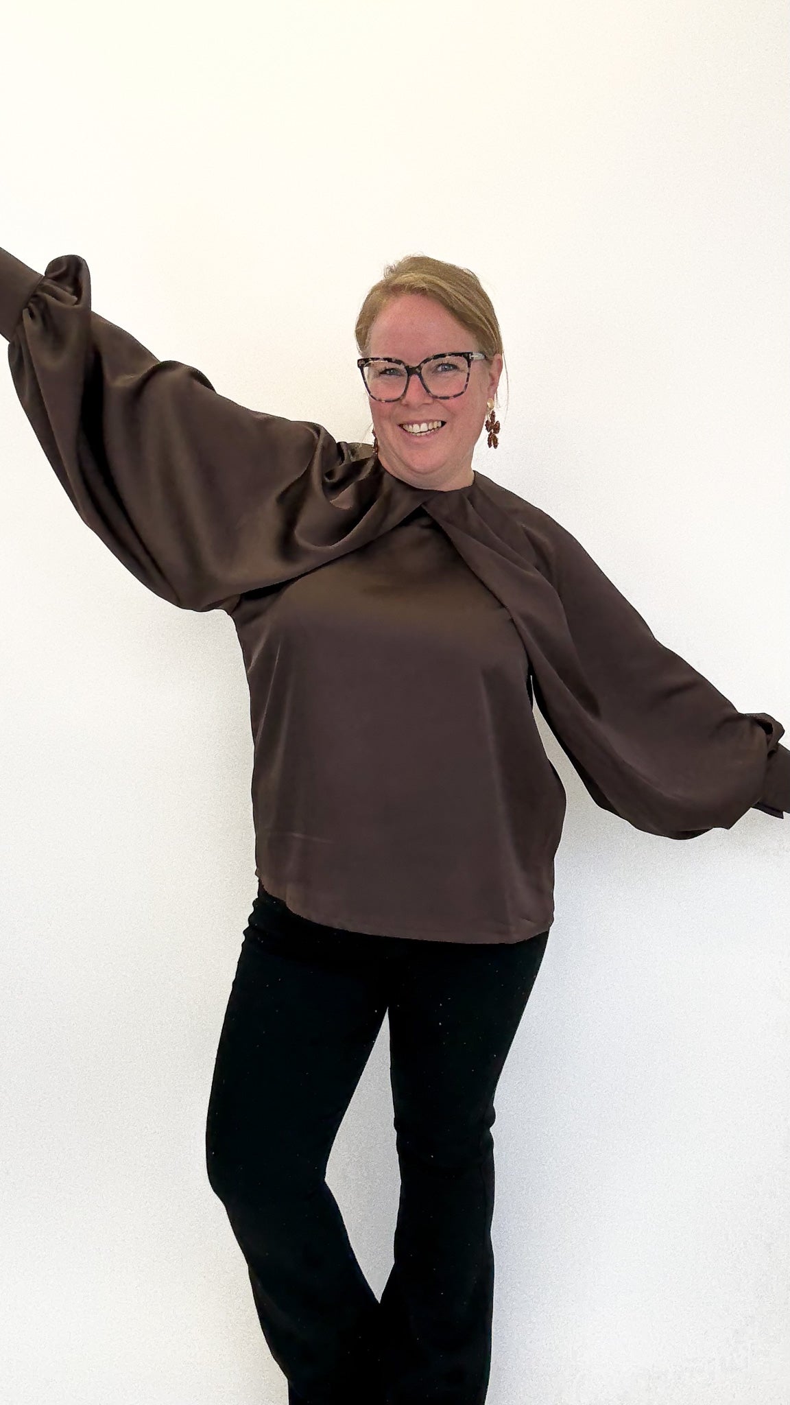 SATIN HOGE HALS TOP - 1817