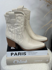 LOW COWBOY BOOTS - BEIGE