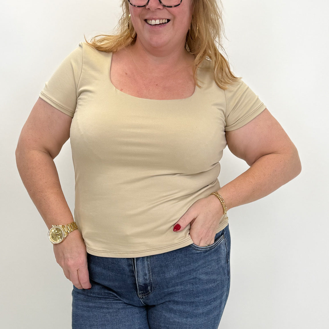 BASIC LINNIES TOP BEIGE