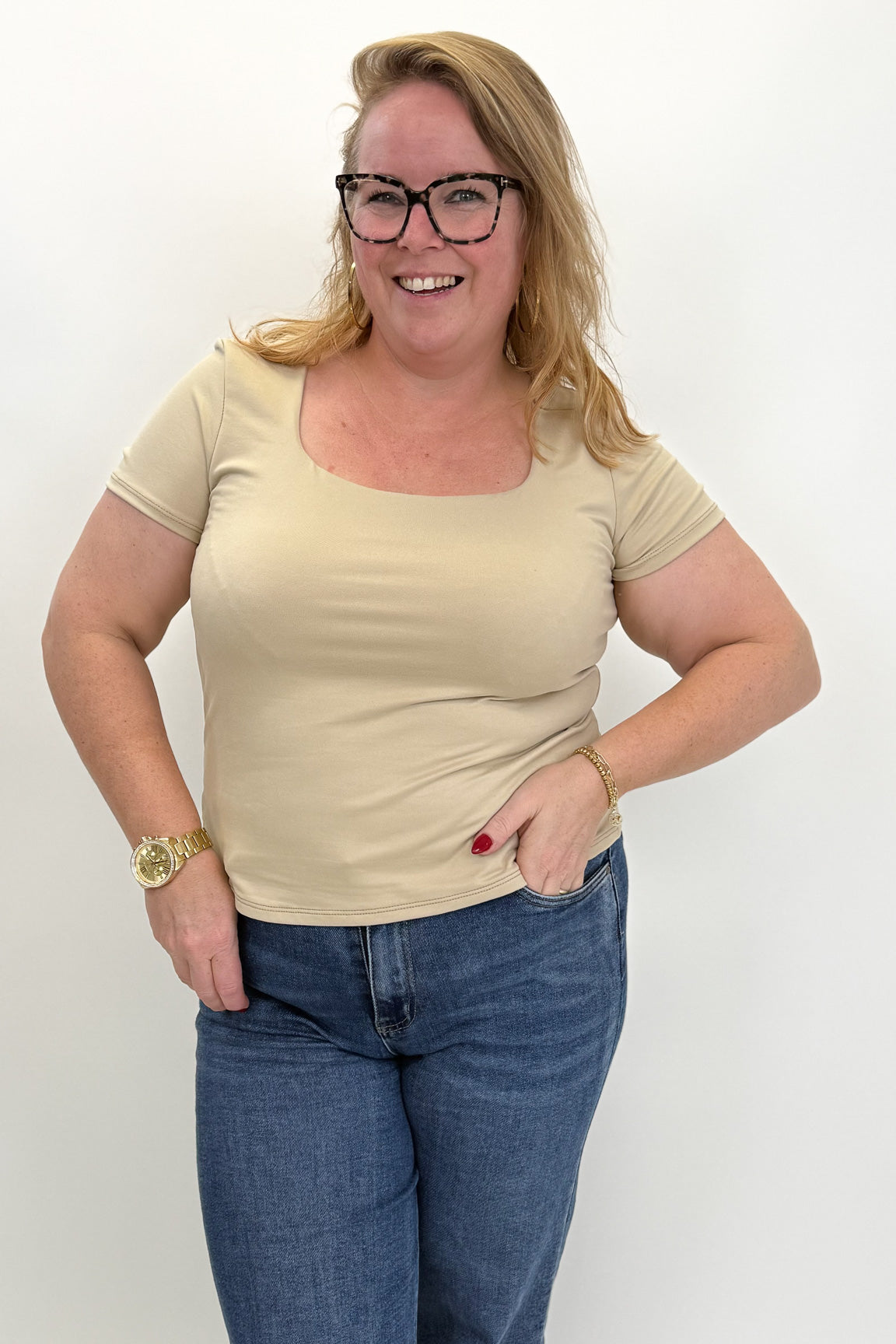 BASIC LINNIES TOP BEIGE