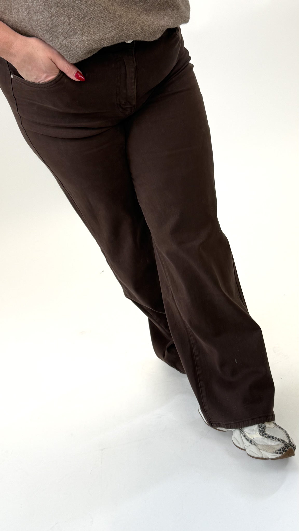 GOODIES WIDE LEG KOFFIEBRUIN - DJ2498-16