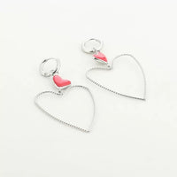 BIG OPEN RED HEART EARRINGS - GOLD &amp; SILVER